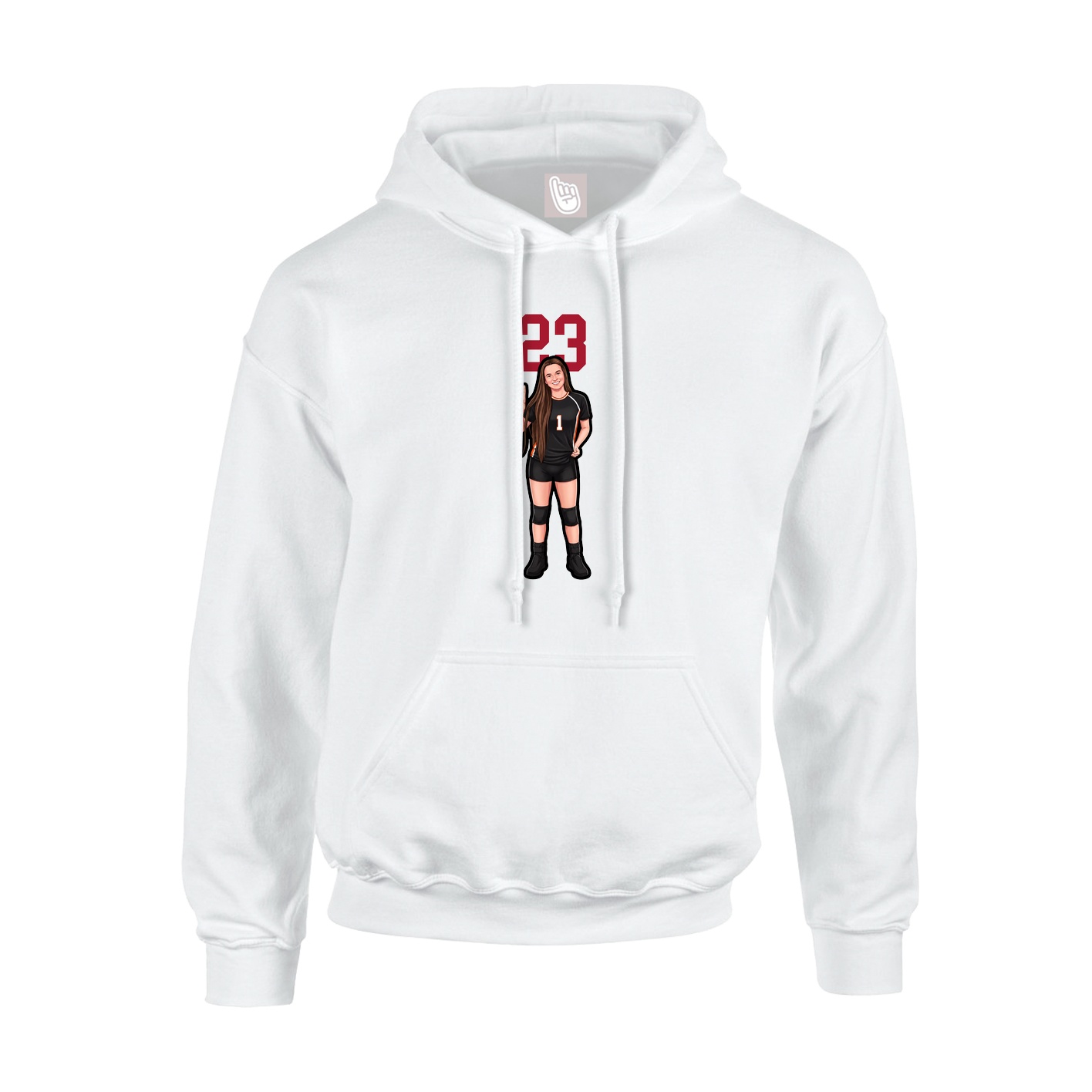 Youth Hoodie — Number Top in White