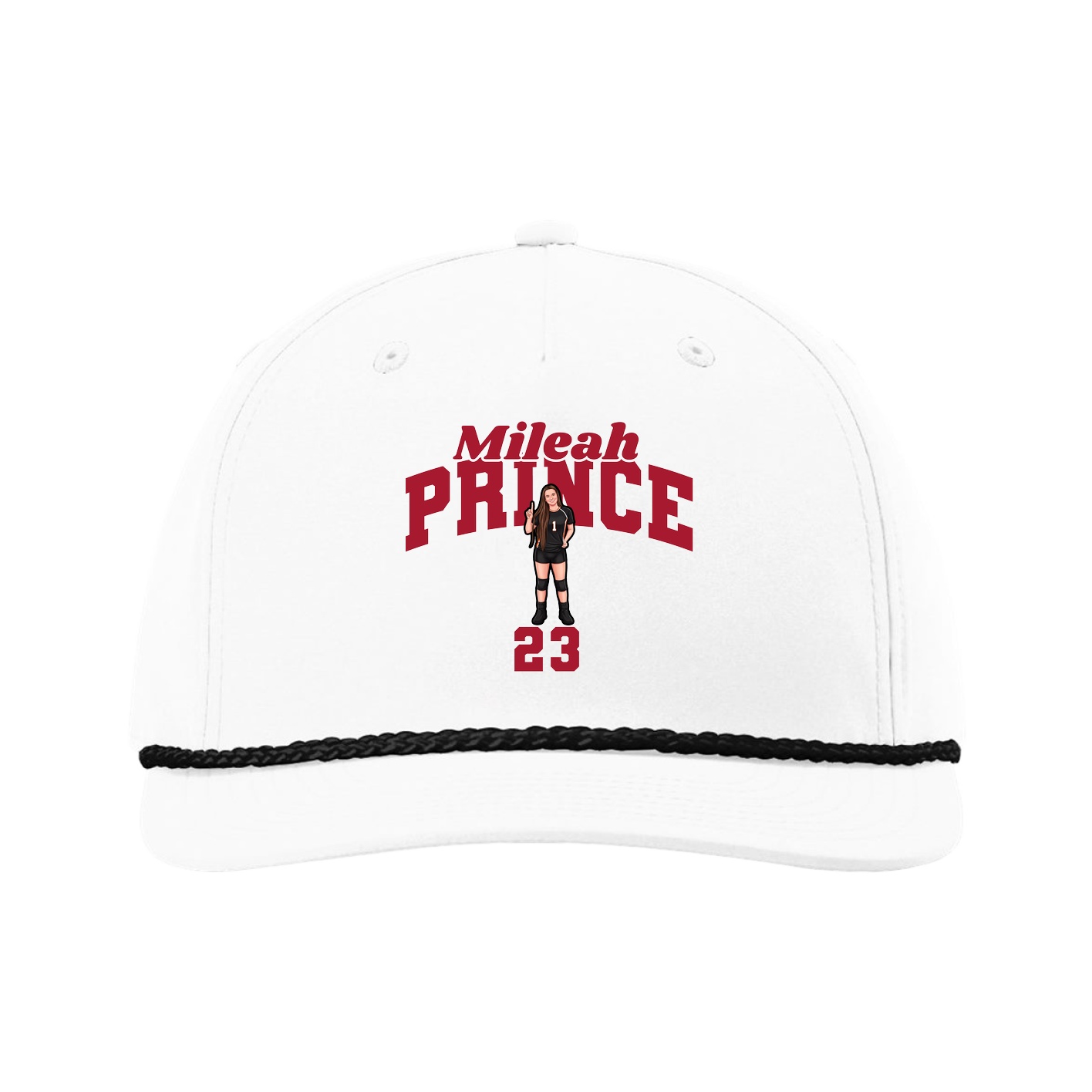 Five-Panel Classic Rope Cap — Signature Arch in White