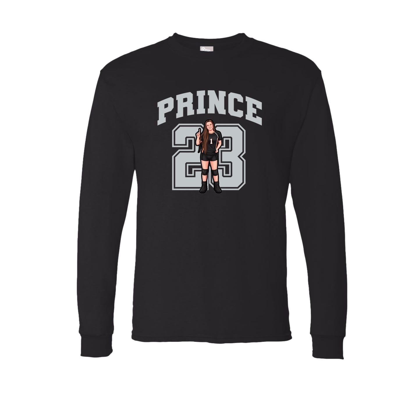 Long Sleeve Tee — Number in Black