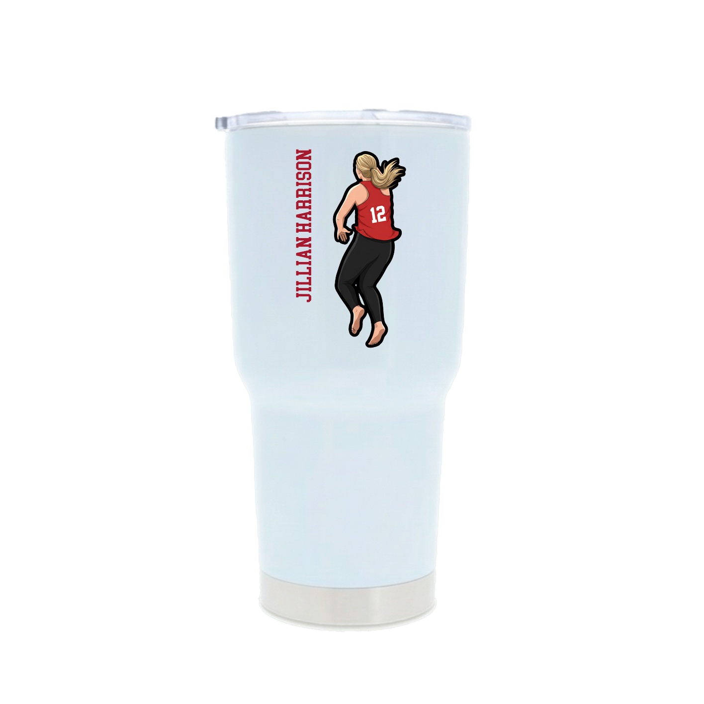 30oz Stainless Steel Tumbler — Name Vertical in White
