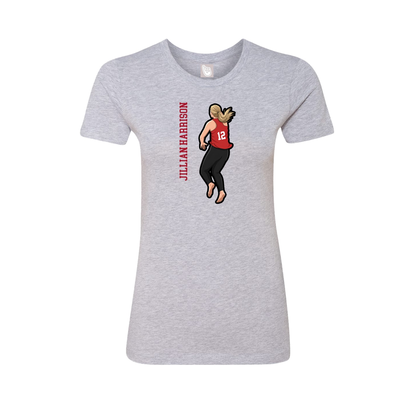 Fitted Women's Tee — Name Vertical in Grey
