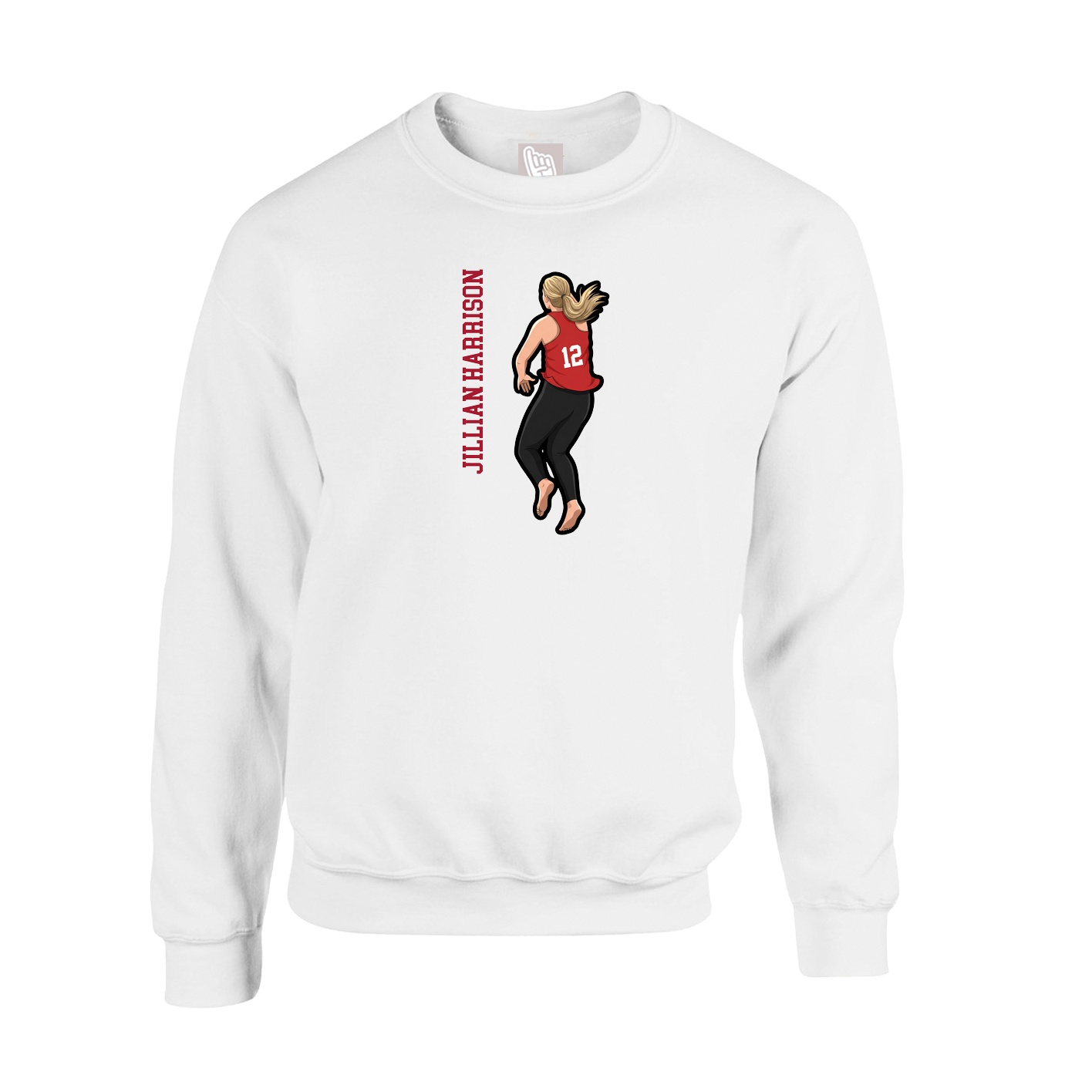 Fleece Crew — Name Vertical in White
