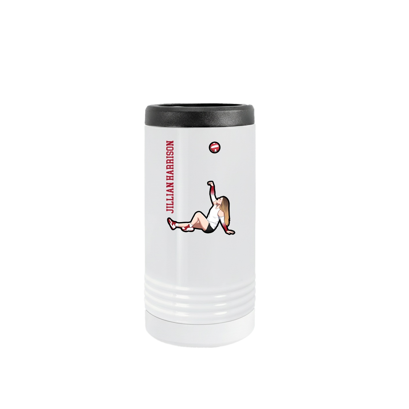 Slim Beverage Holder — Name Vertical in White