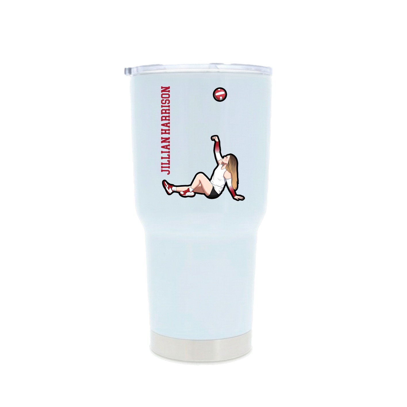 30oz Stainless Steel Tumbler — Name Vertical in White