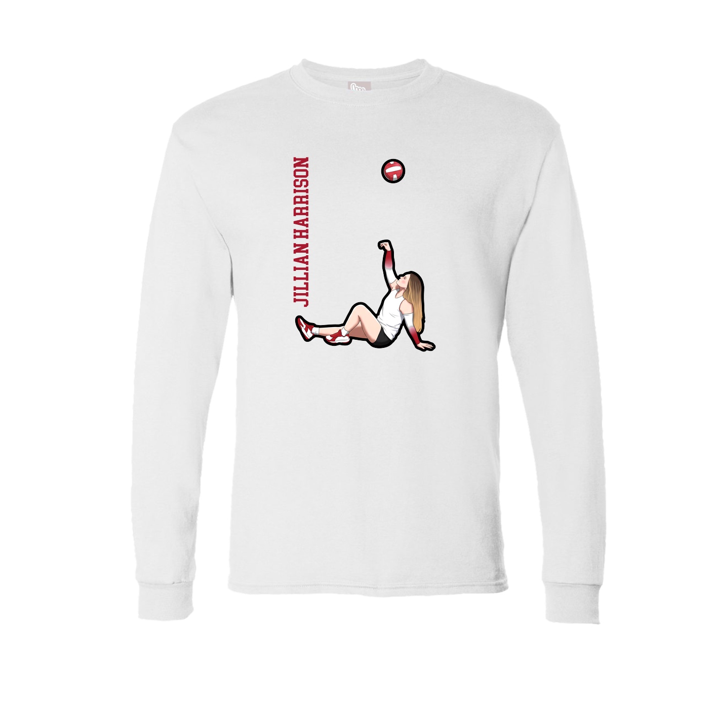 Long Sleeve Tee — Name Vertical in White