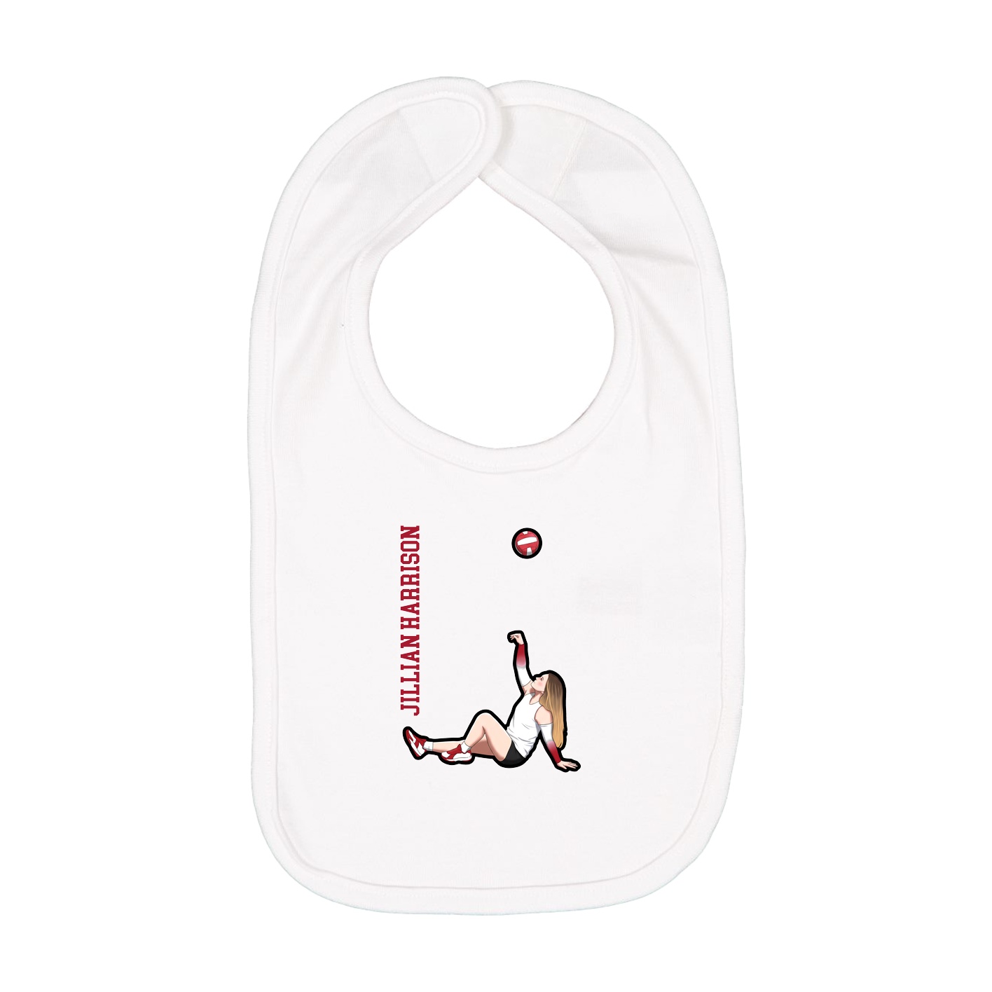 Infant Bib — Name Vertical in White