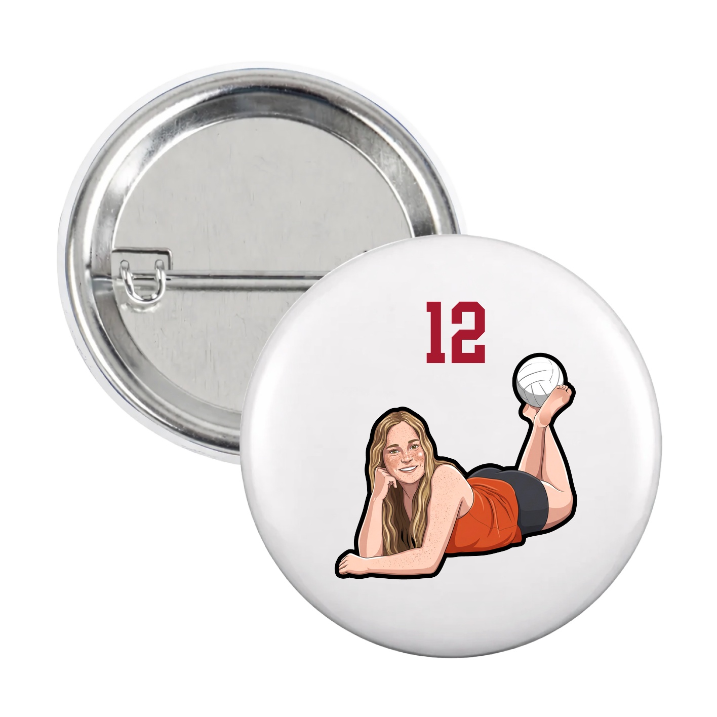 Game Day Button — Number Top in White