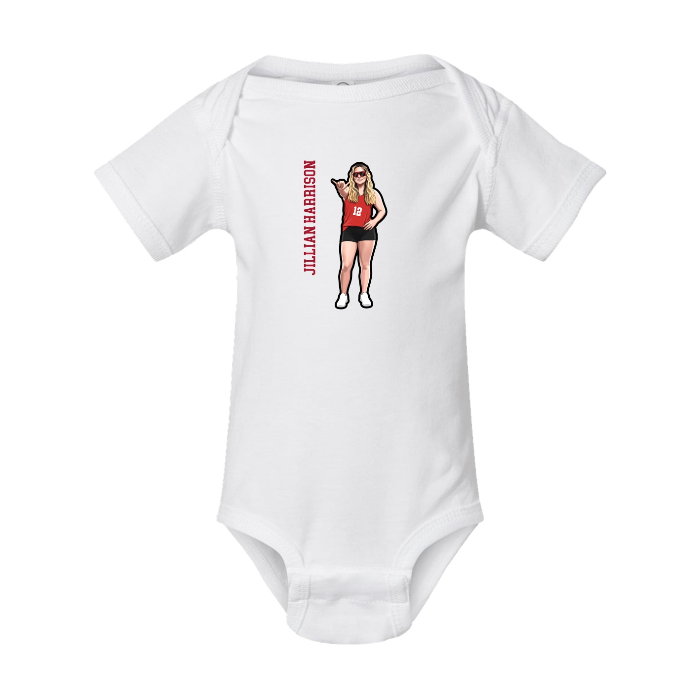 Baby Onesie — Name Vertical in White