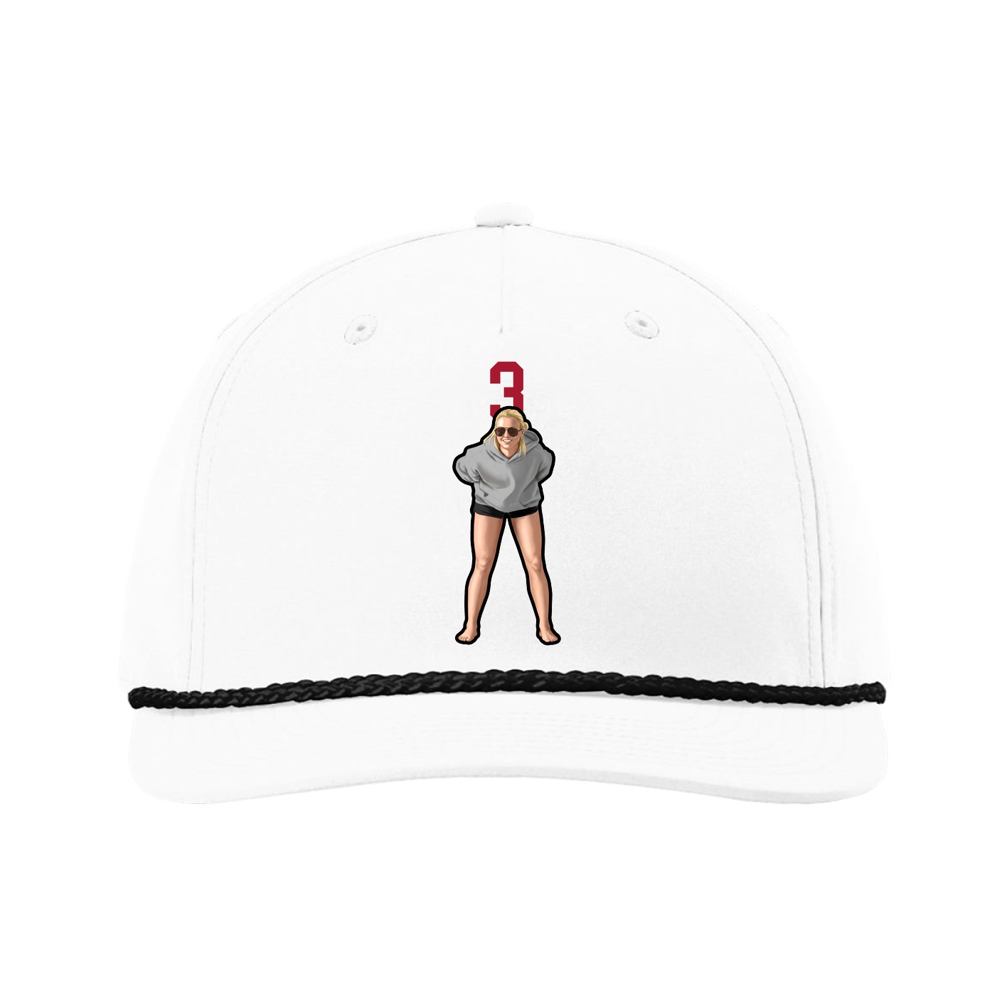 Five-Panel Classic Rope Cap — Number Top in White
