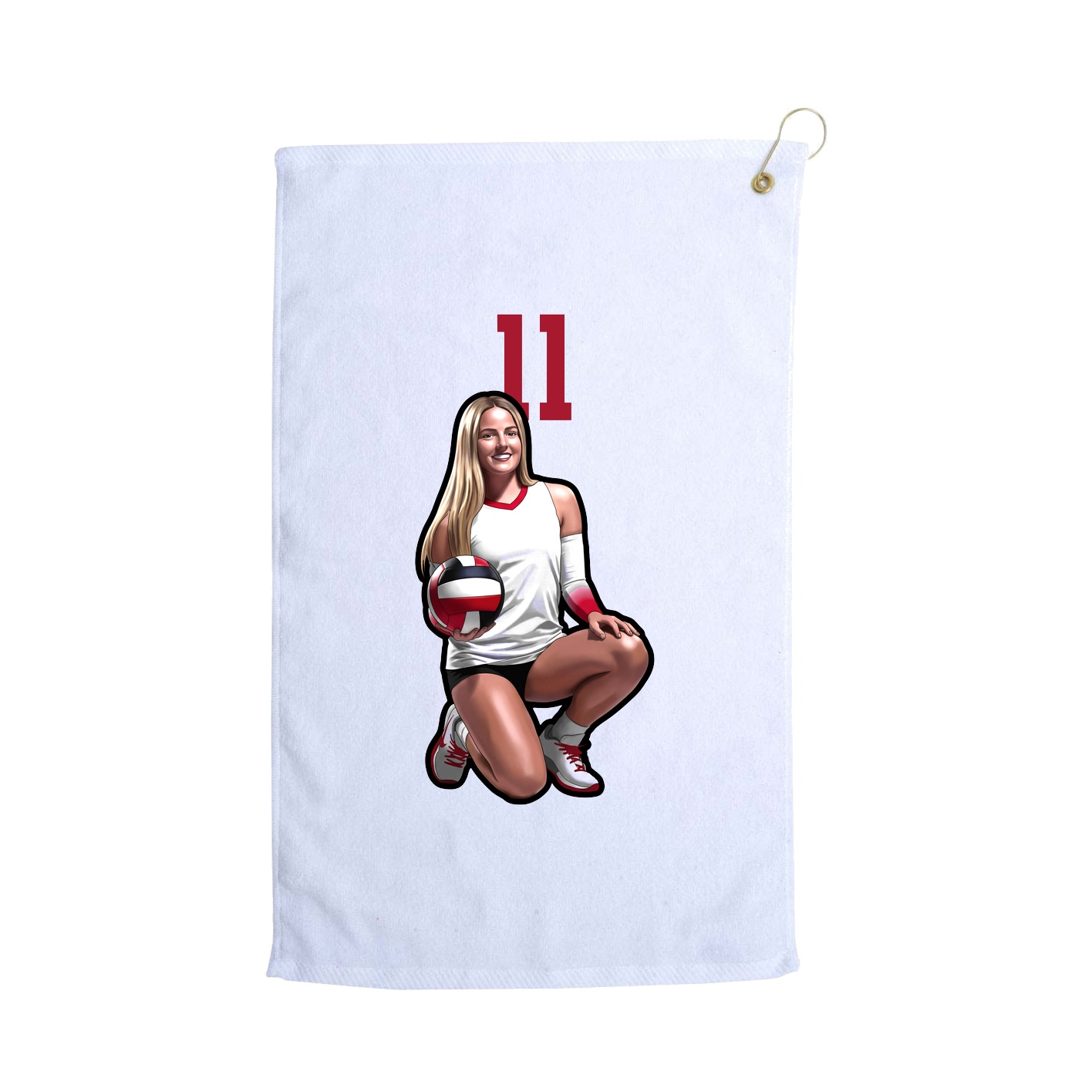 Golf Towel — Number Top in White
