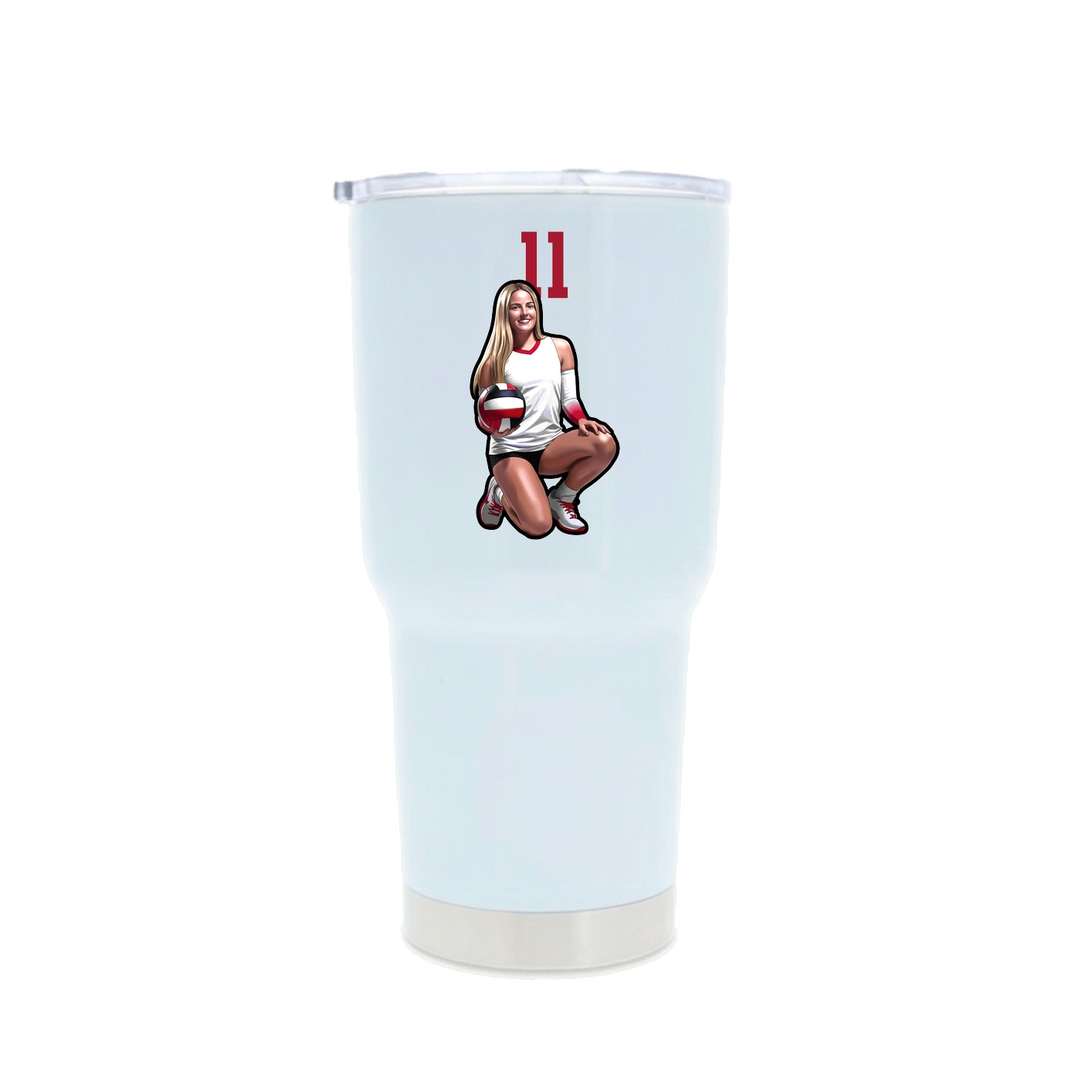 30oz Stainless Steel Tumbler — Number Top in White