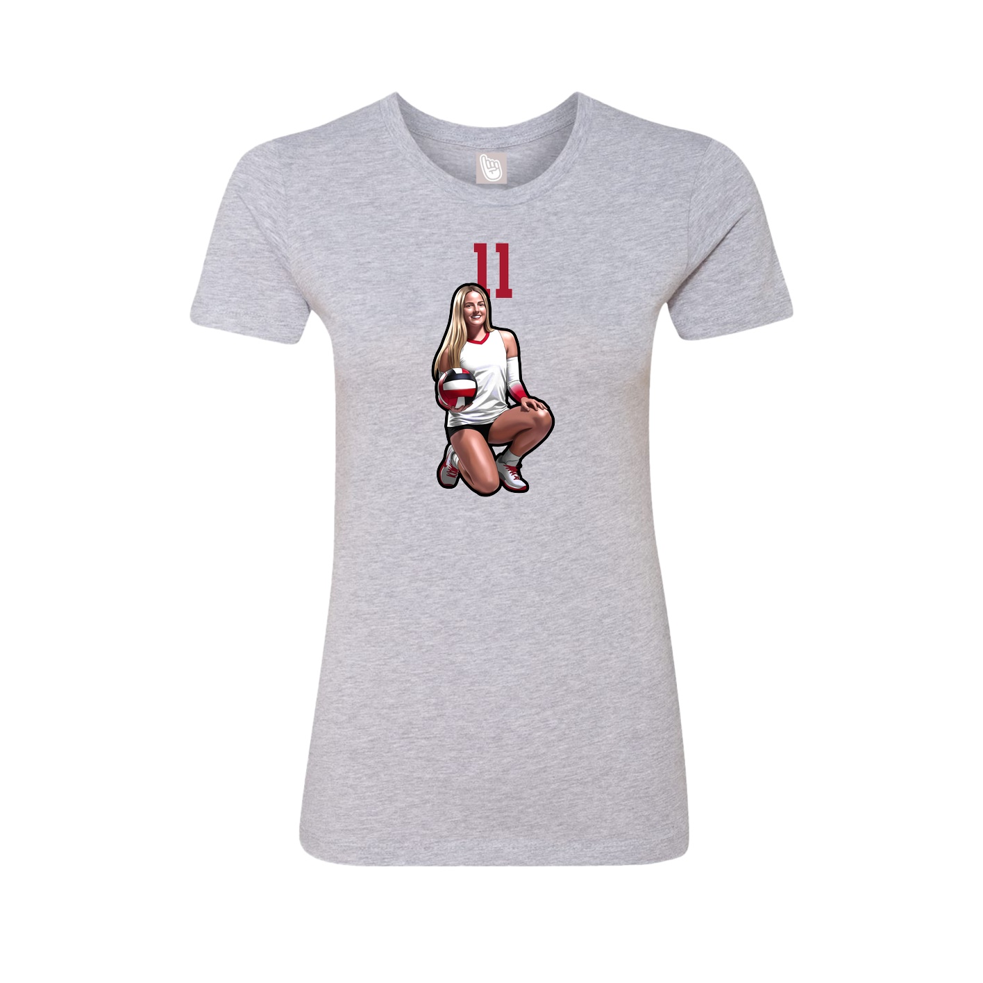 Fitted Women's Tee — Number Top in Grey