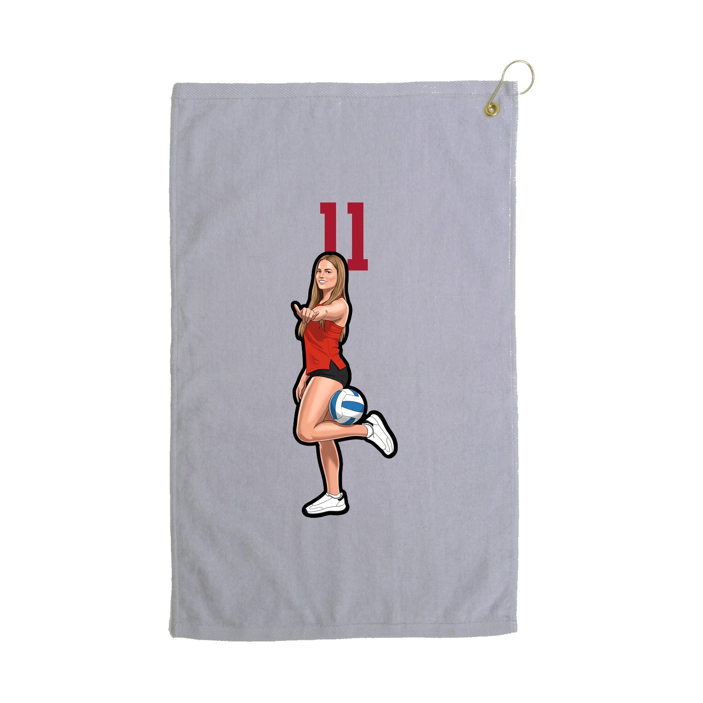 Golf Towel — Number Top in Grey