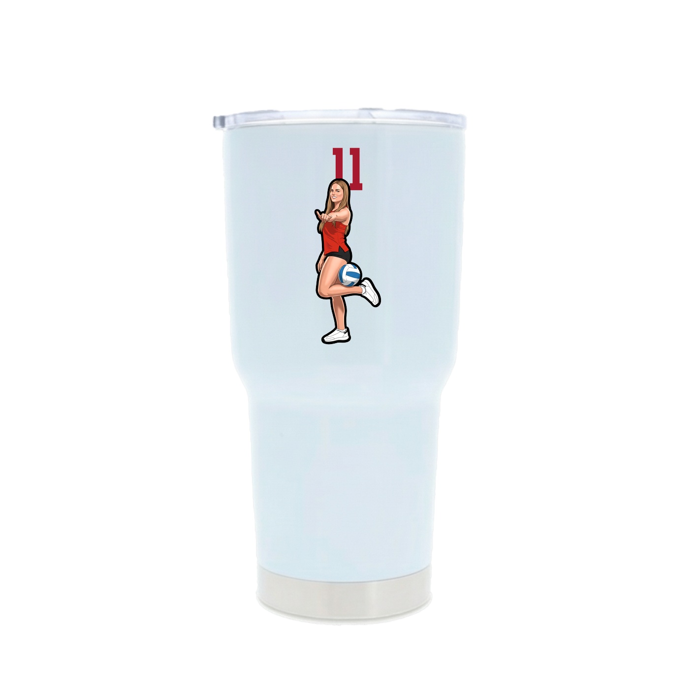 30oz Stainless Steel Tumbler — Number Top in White