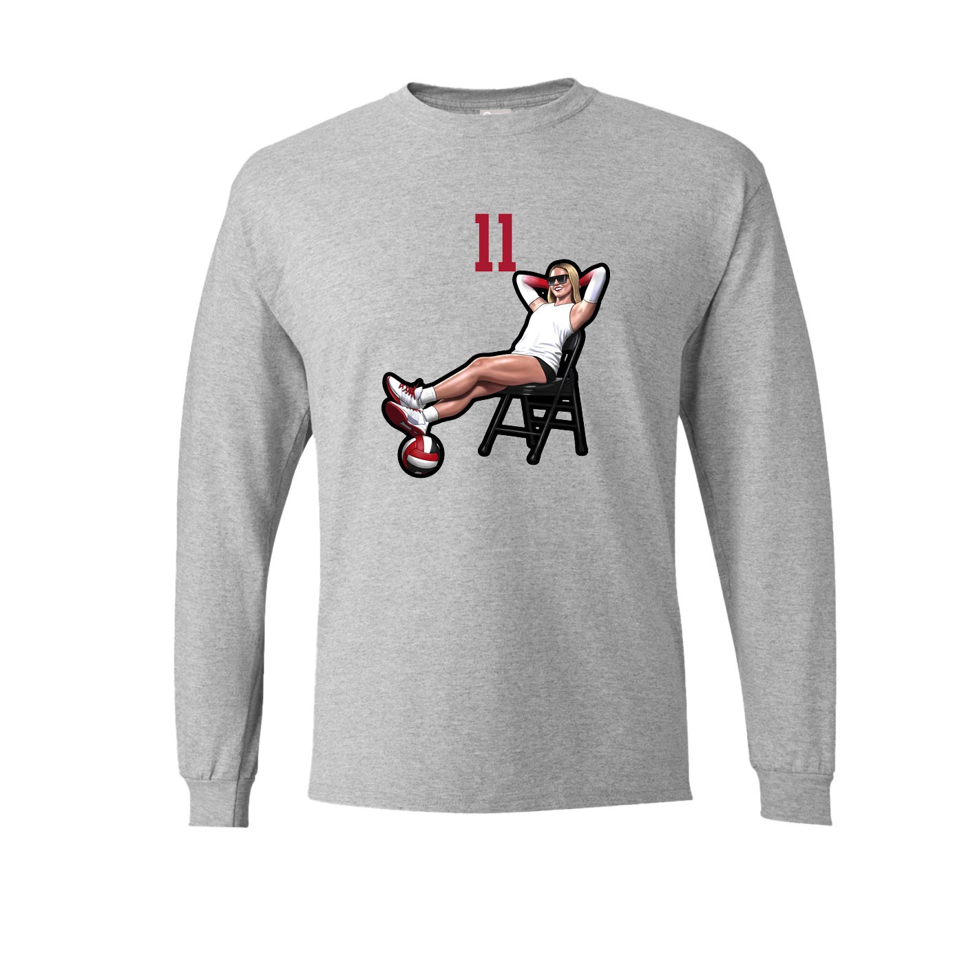 Long Sleeve Tee — Number Top in Grey