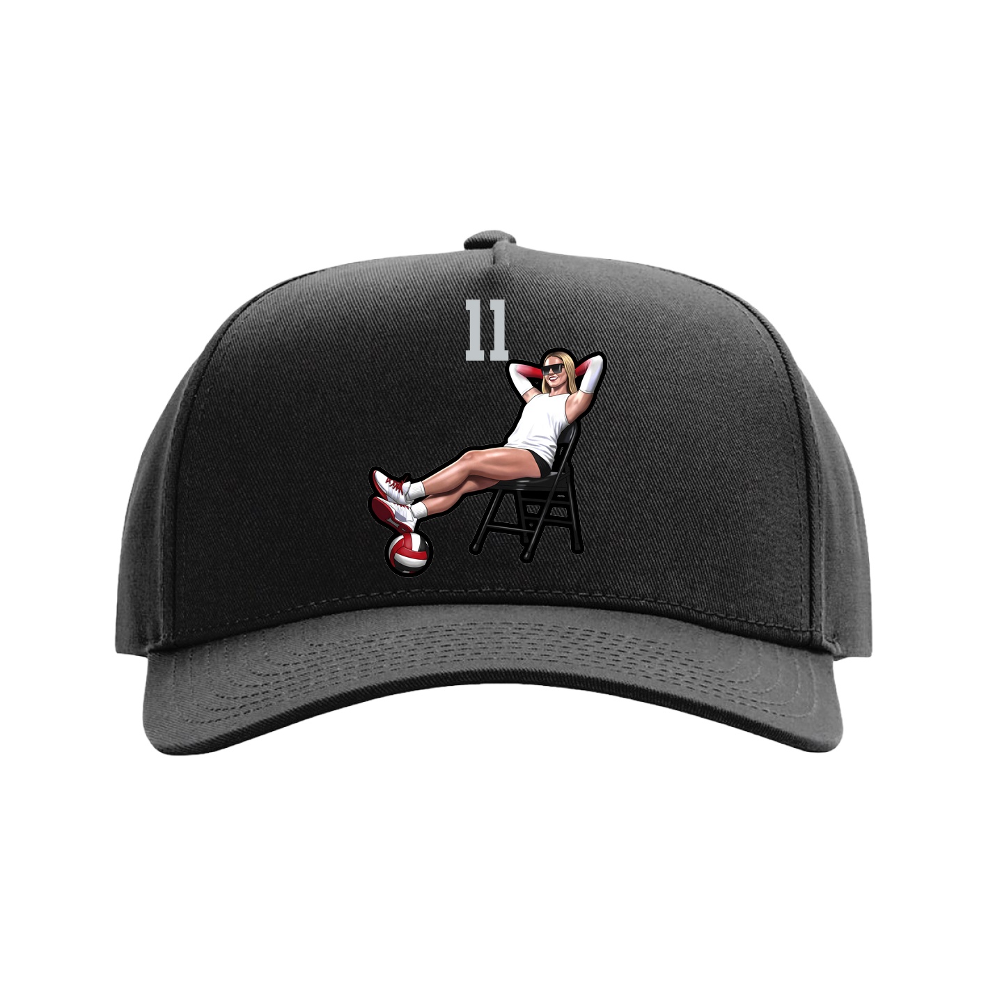 Full Fabric Five-Panel Champ Cap — Number Top in Black