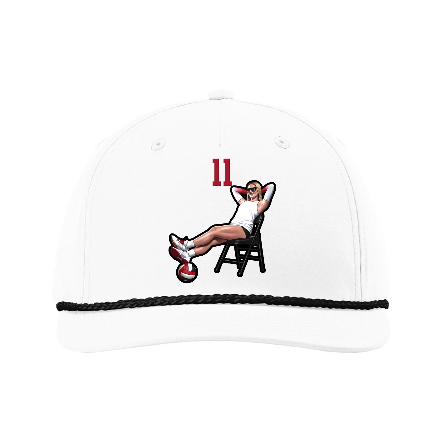 Five-Panel Classic Rope Cap — Number Top in White