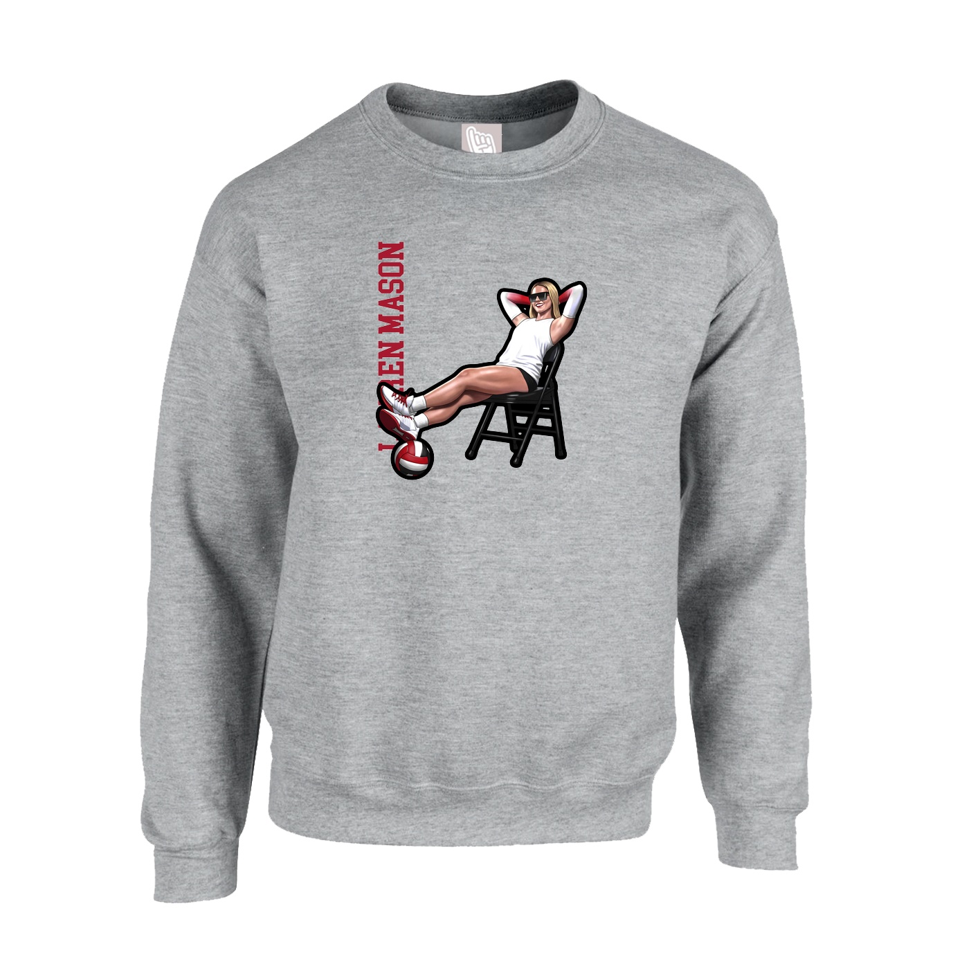 Fleece Crew — Name Vertical in Grey