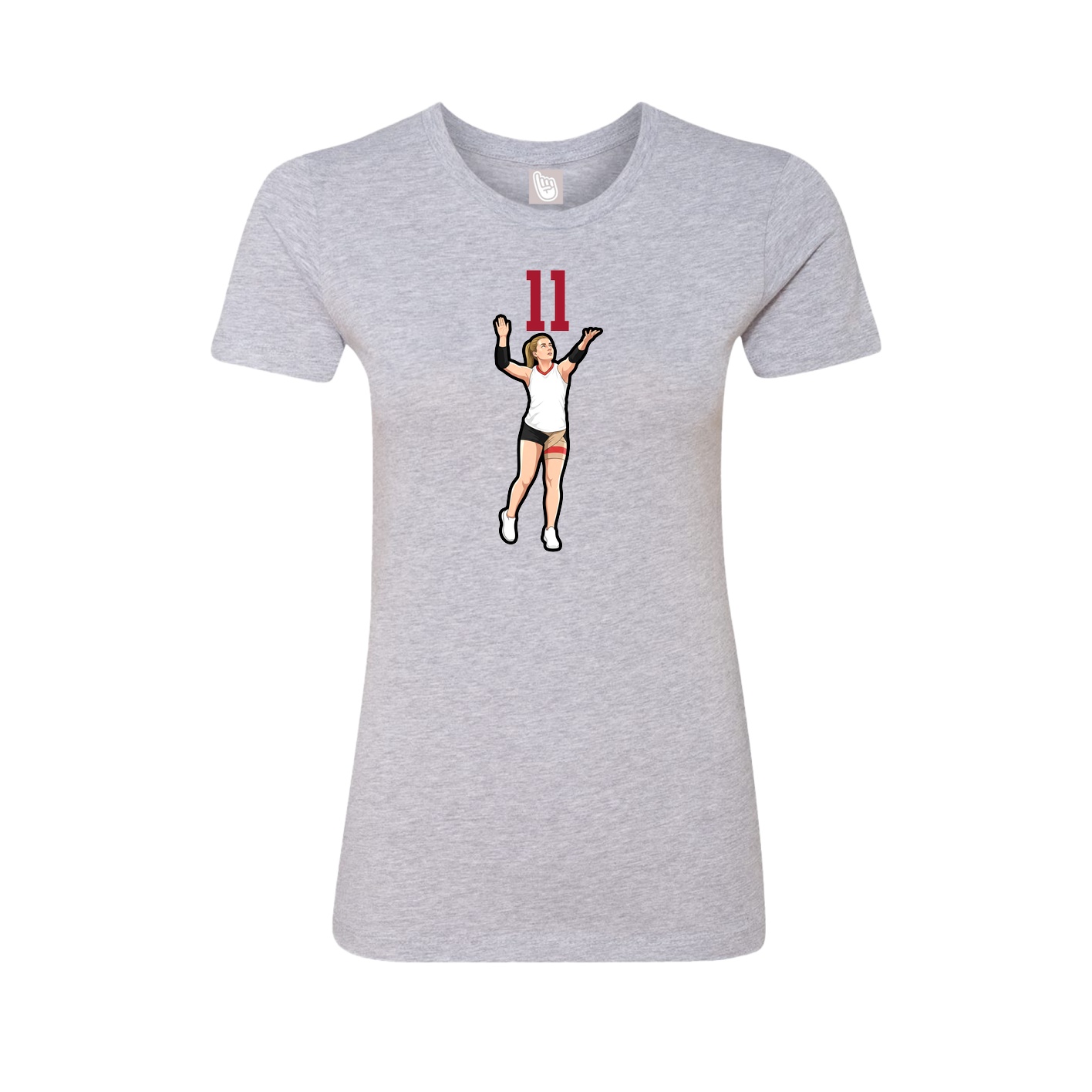 Fitted Women's Tee — Number Top in Grey