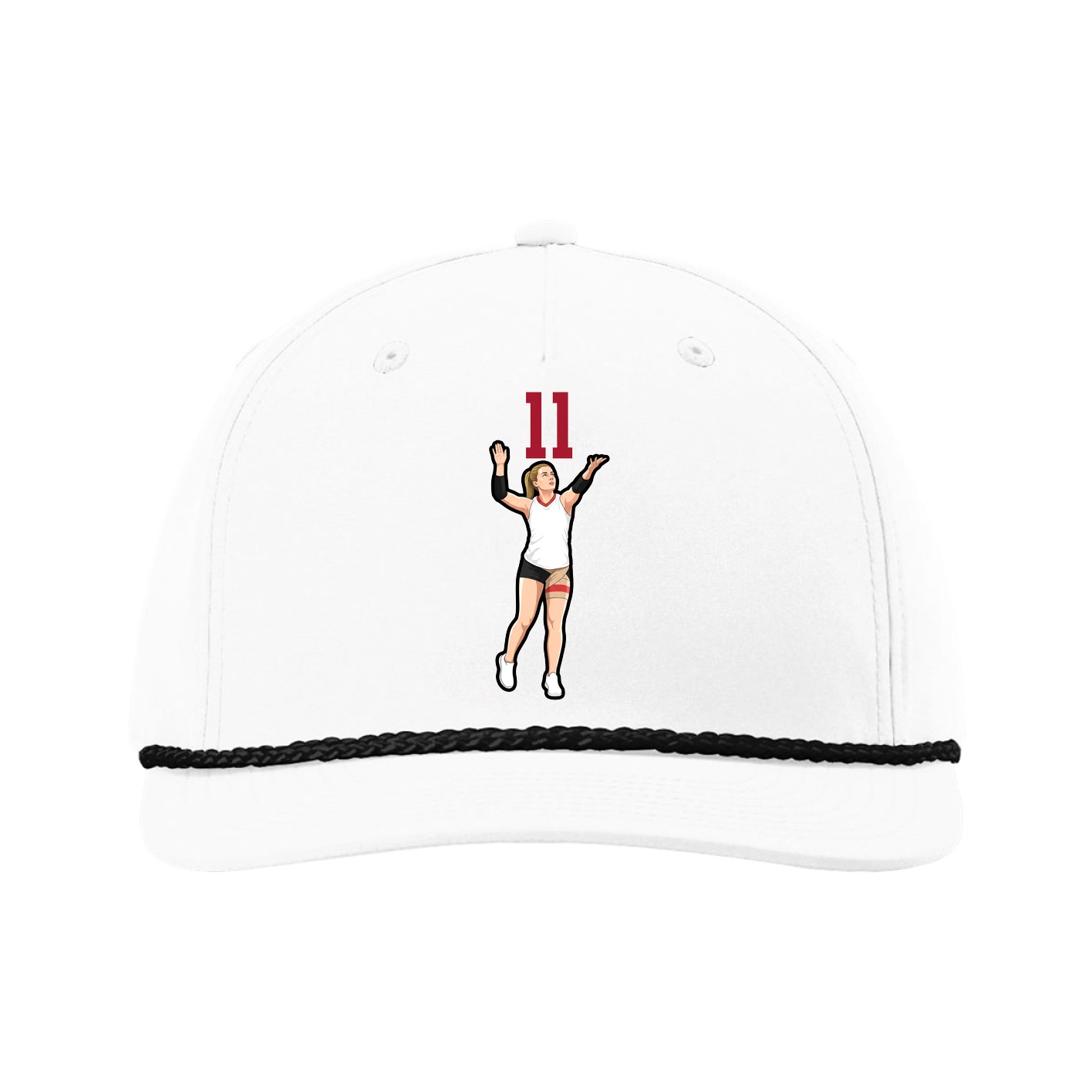 Five-Panel Classic Rope Cap — Number Top in White