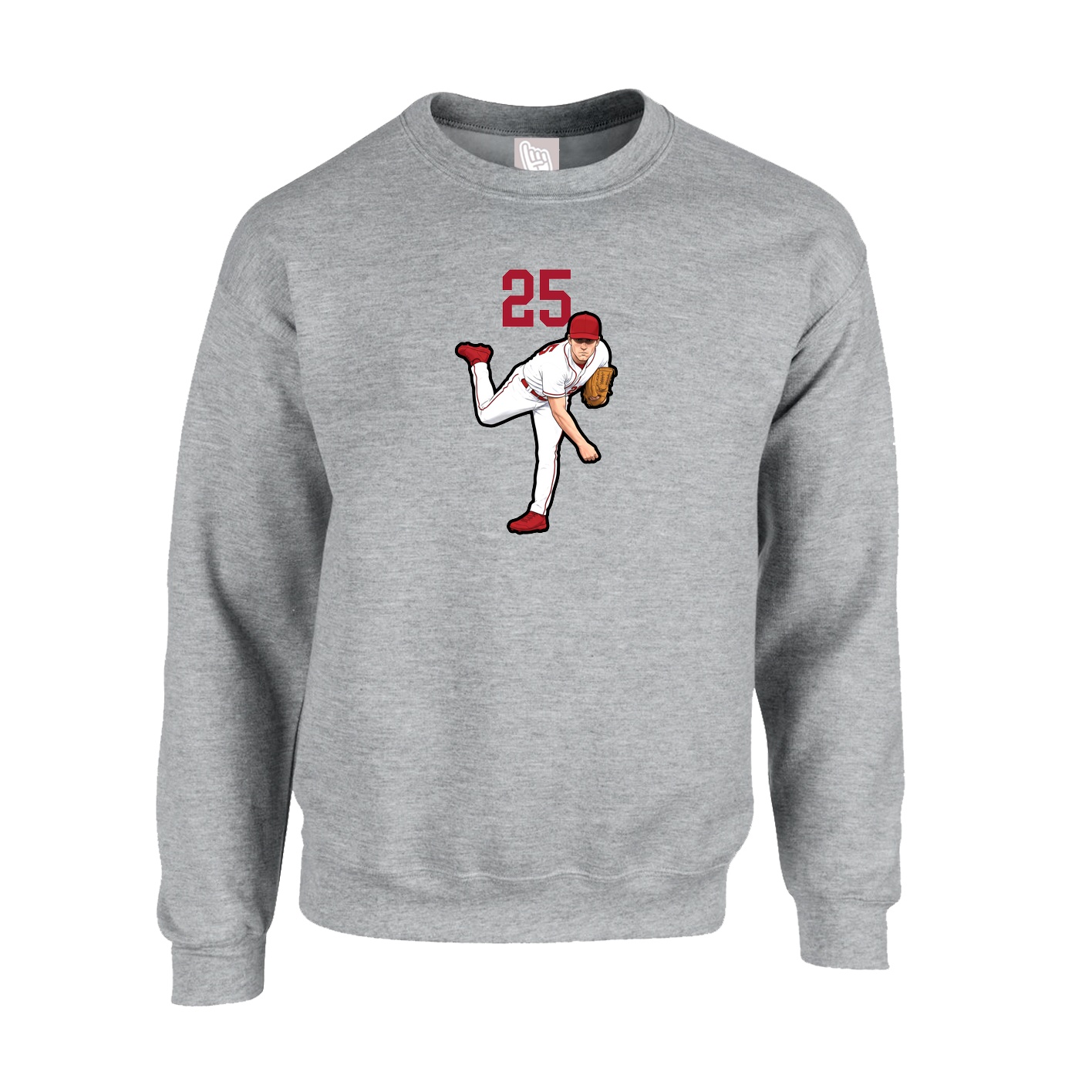 Fleece Crew — Number Top in Grey