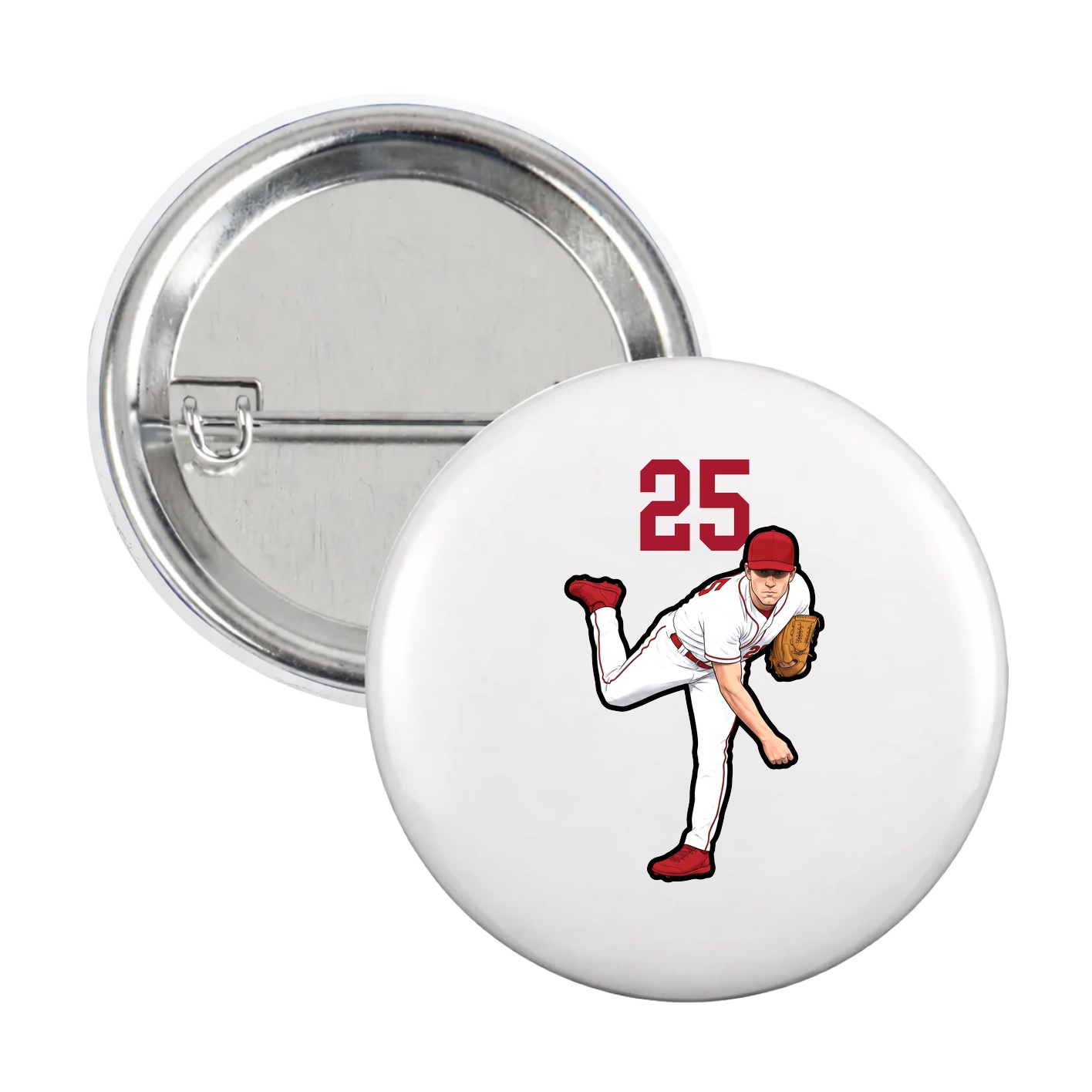 Game Day Button — Number Top in White
