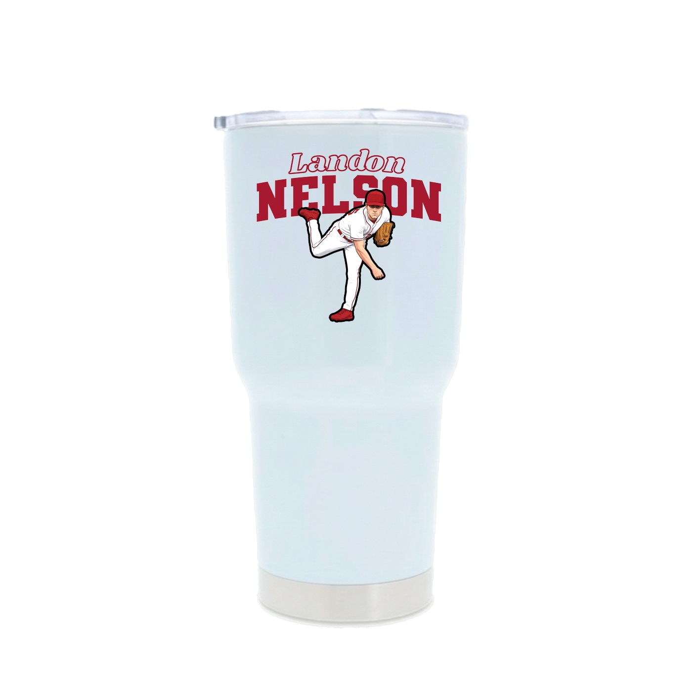 30oz Stainless Steel Tumbler — Name Arch in White