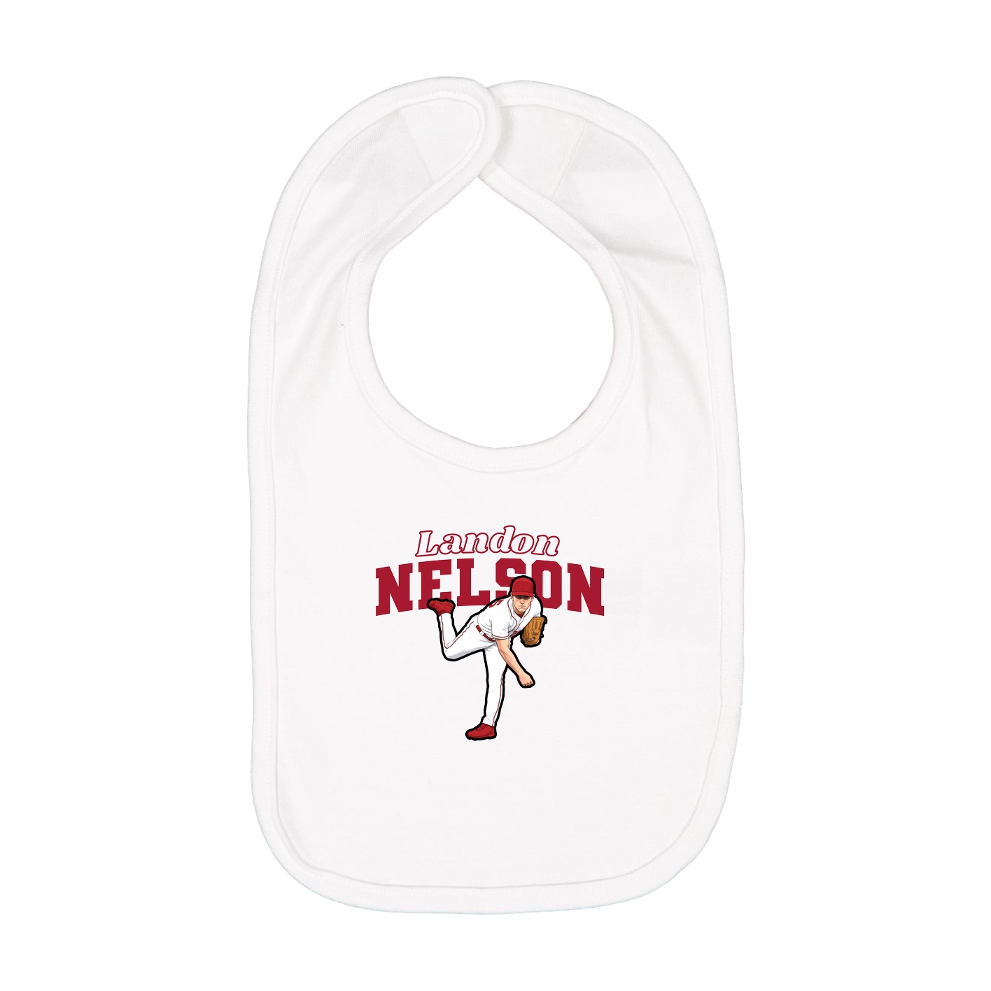 Infant Bib — Name Arch in White