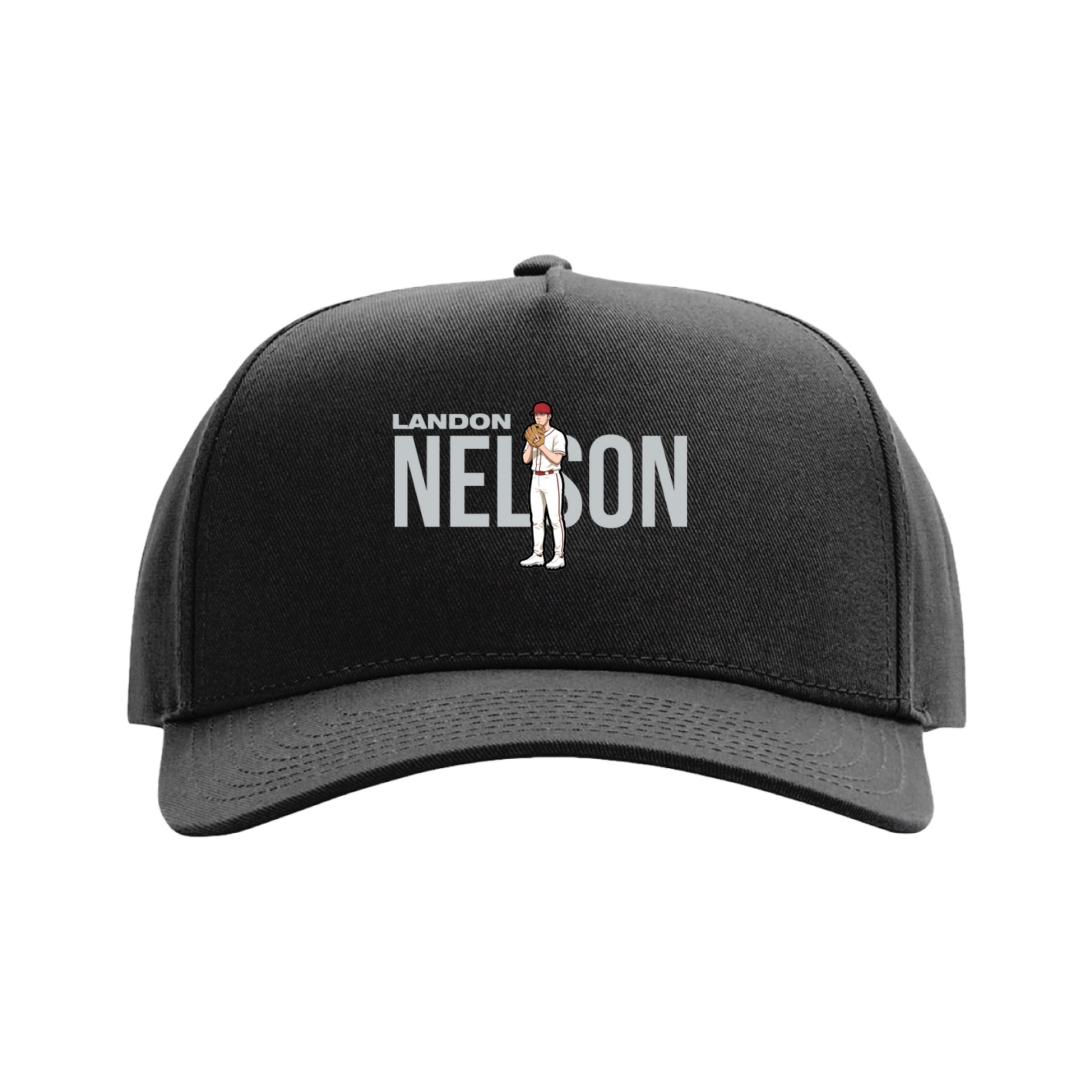 Full Fabric Five-Panel Champ Cap — Player Name in Black
