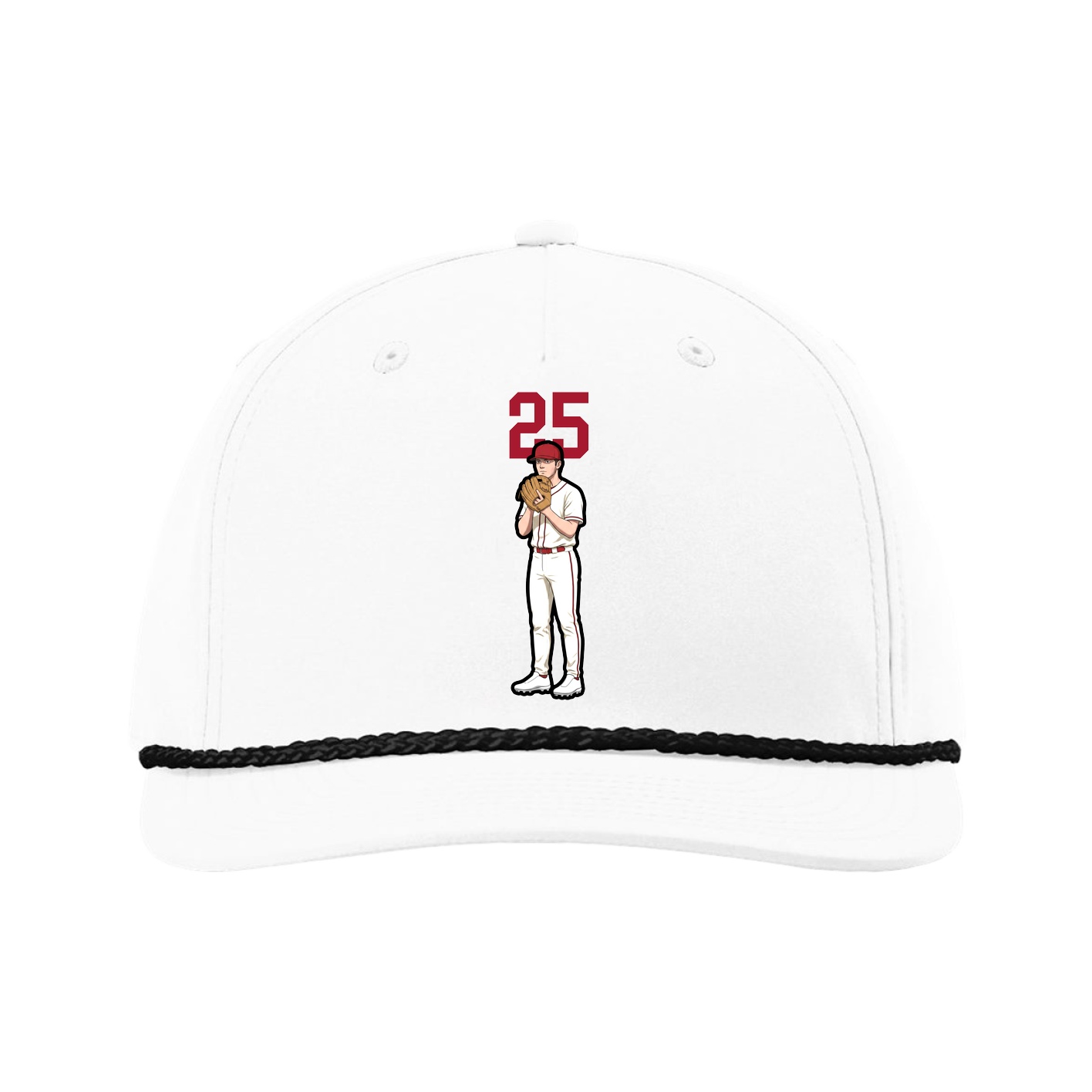 Five-Panel Classic Rope Cap — Number Top in White