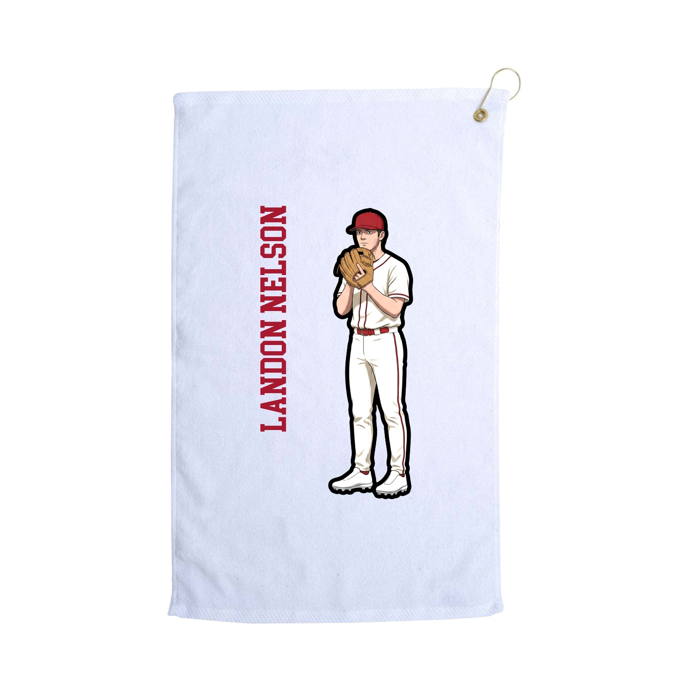 Golf Towel — Name Vertical in White