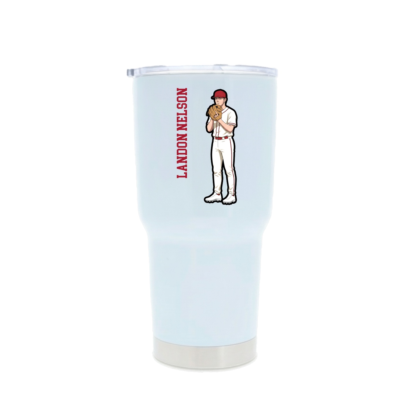 30oz Stainless Steel Tumbler — Name Vertical in White