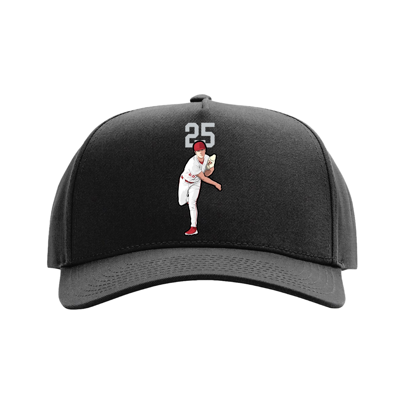 Full Fabric Five-Panel Champ Cap — Number Top in Black