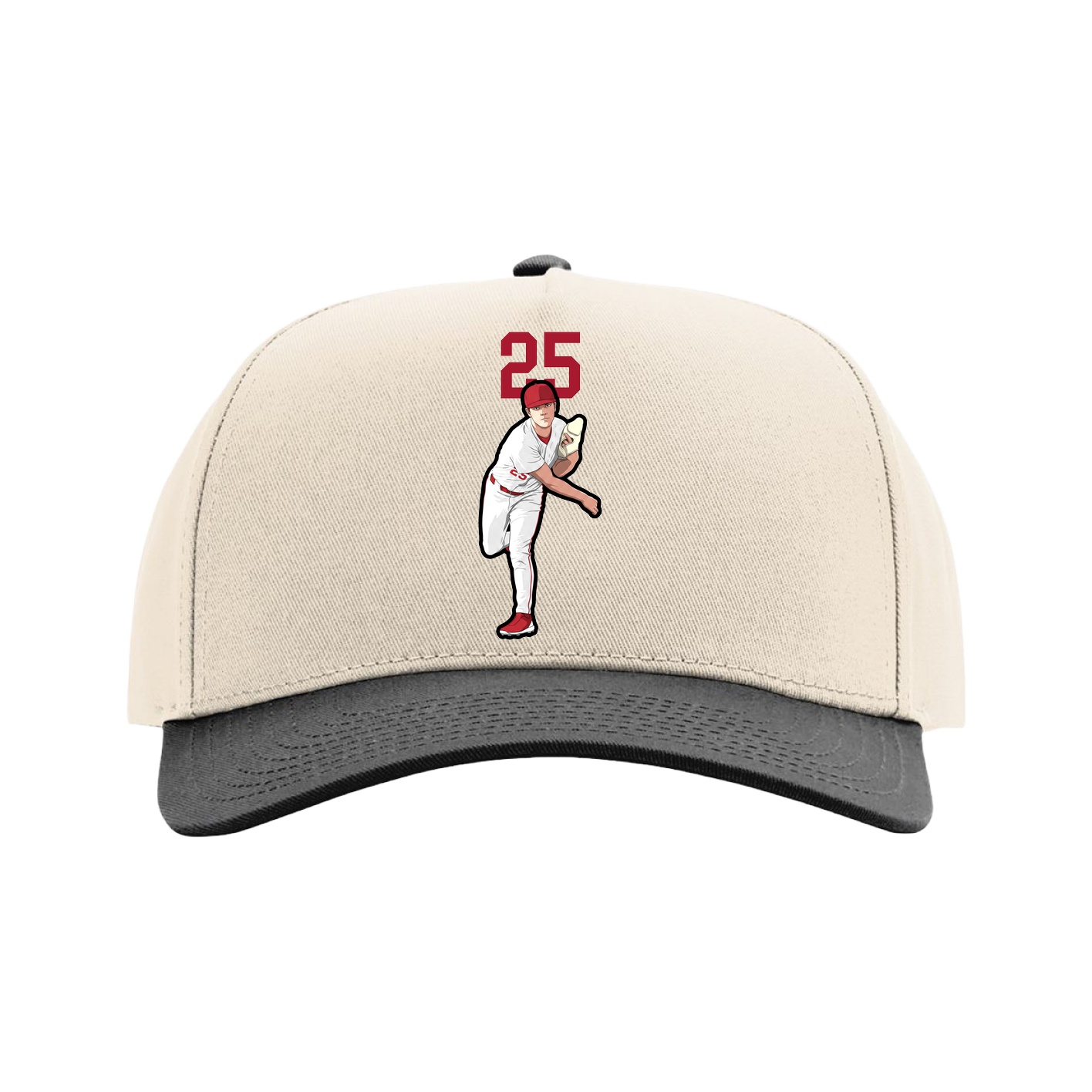 Full Fabric Five-Panel Champ Cap — Number Top in Cream/Black