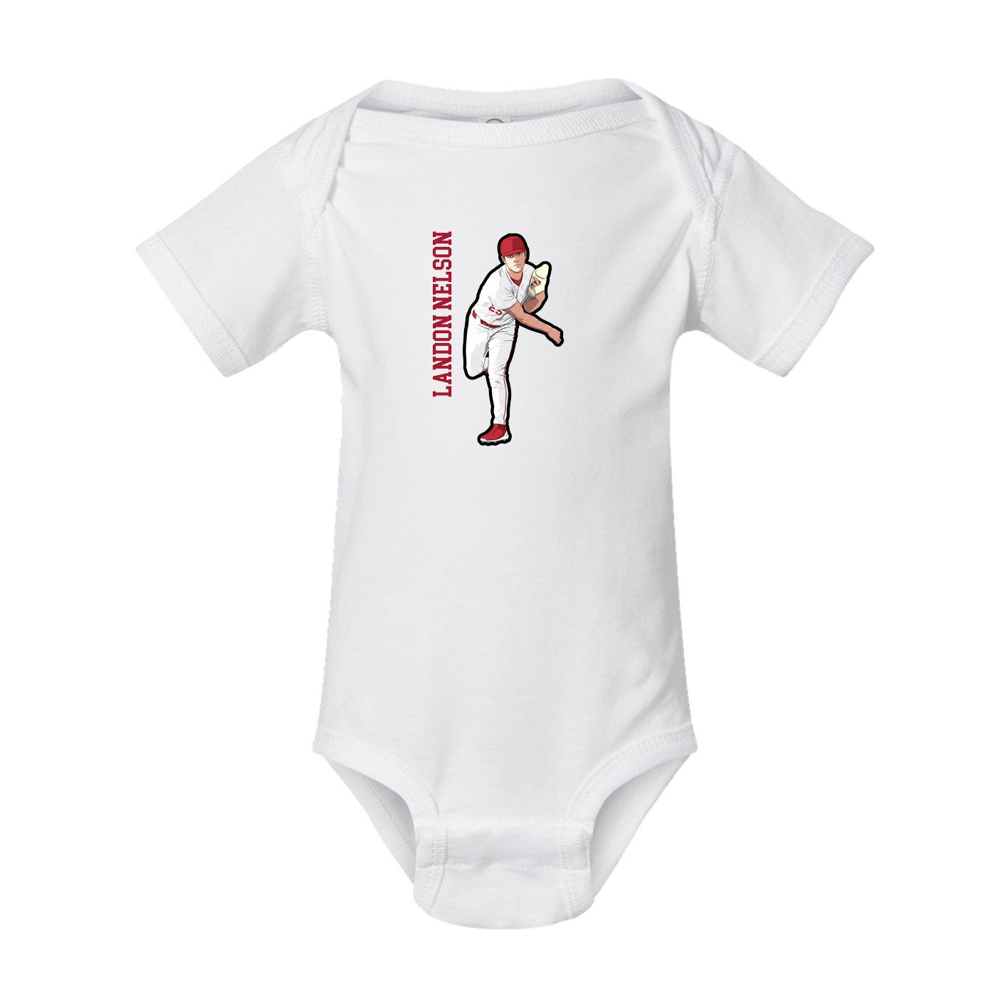 Baby Onesie — Name Vertical in White