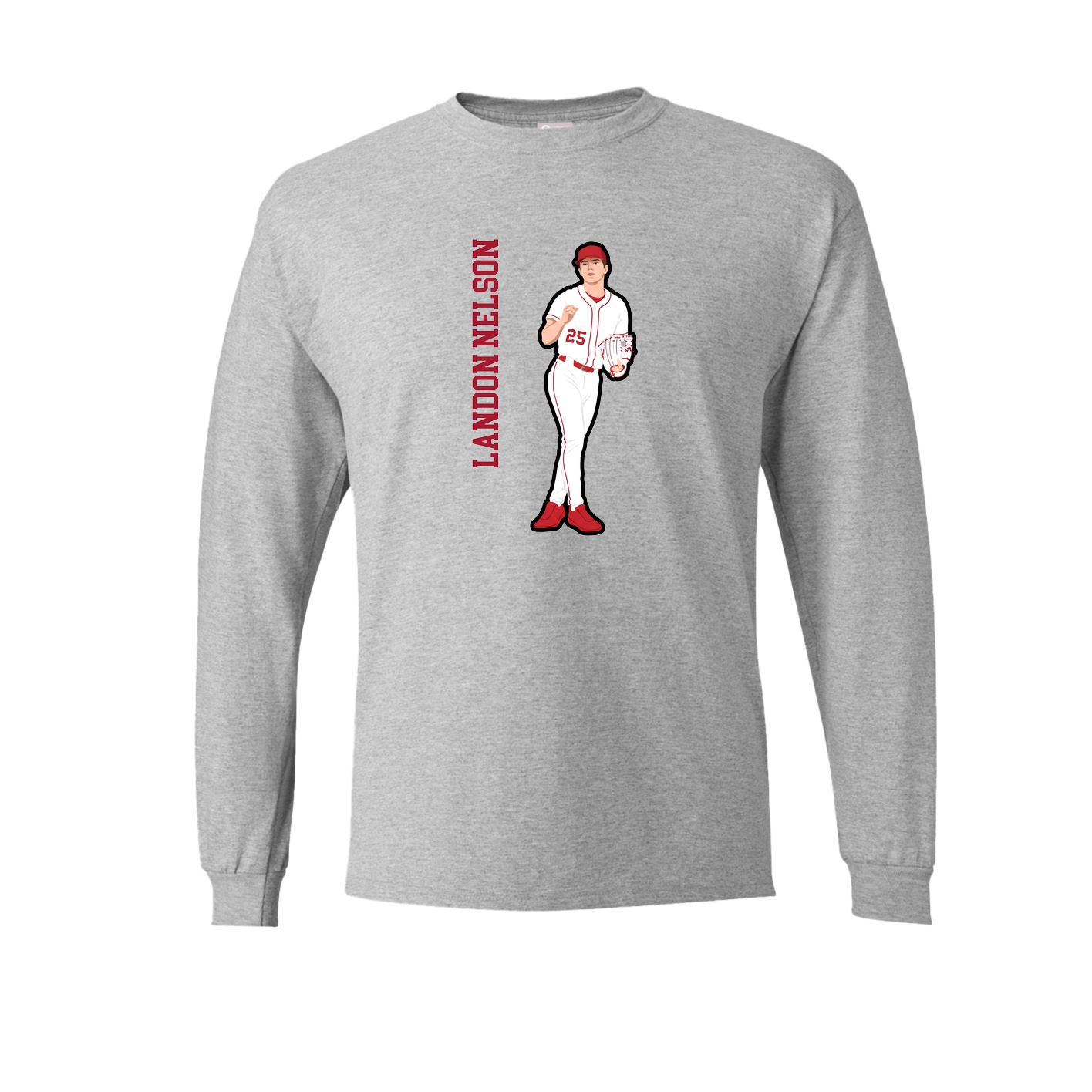 Long Sleeve Tee — Name Vertical in Grey