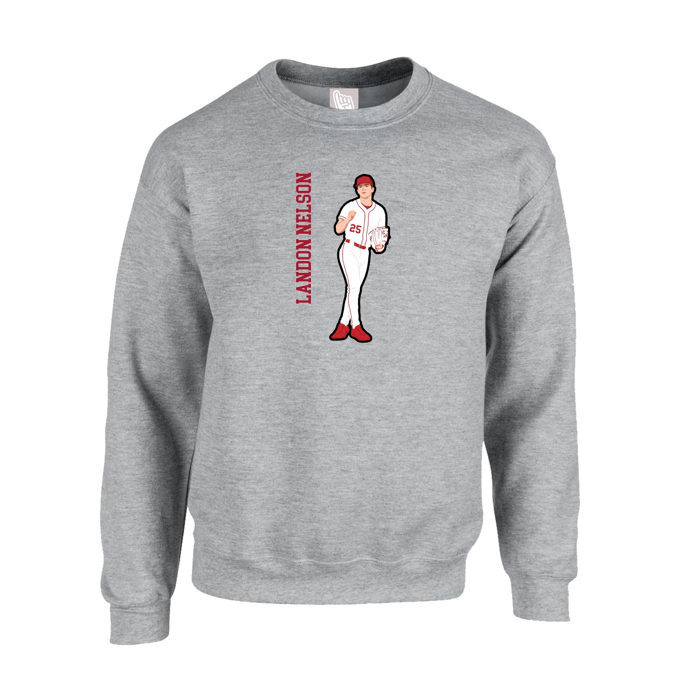 Fleece Crew — Name Vertical in Grey