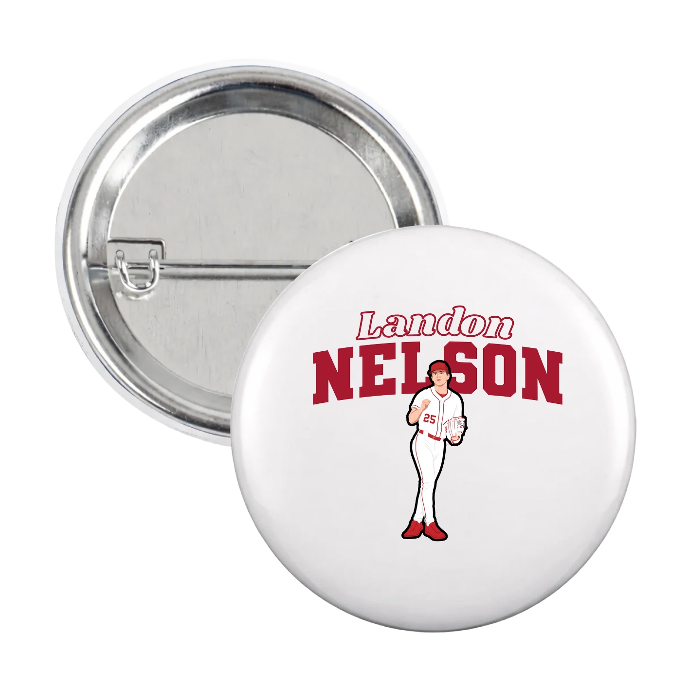Game Day Button — Name Arch in White