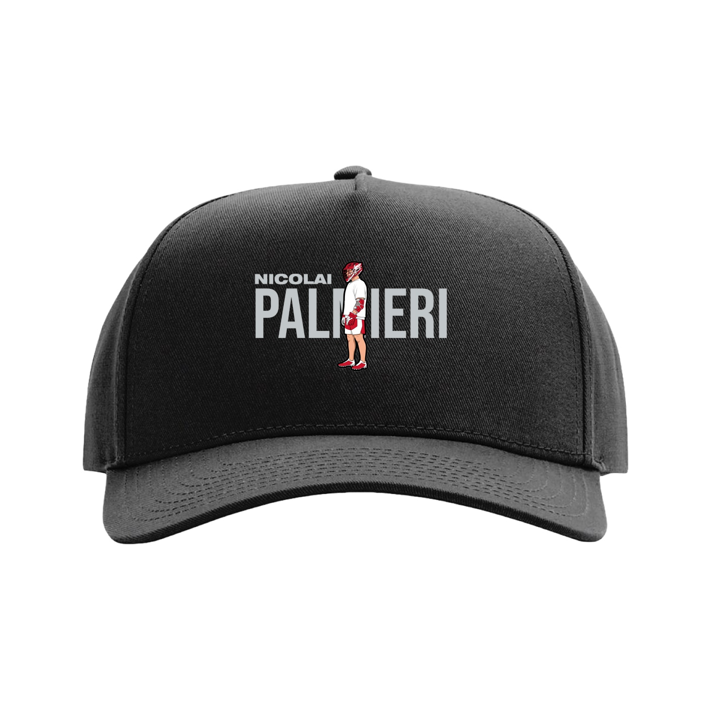 Full Fabric Five-Panel Champ Cap — Player Name in Black