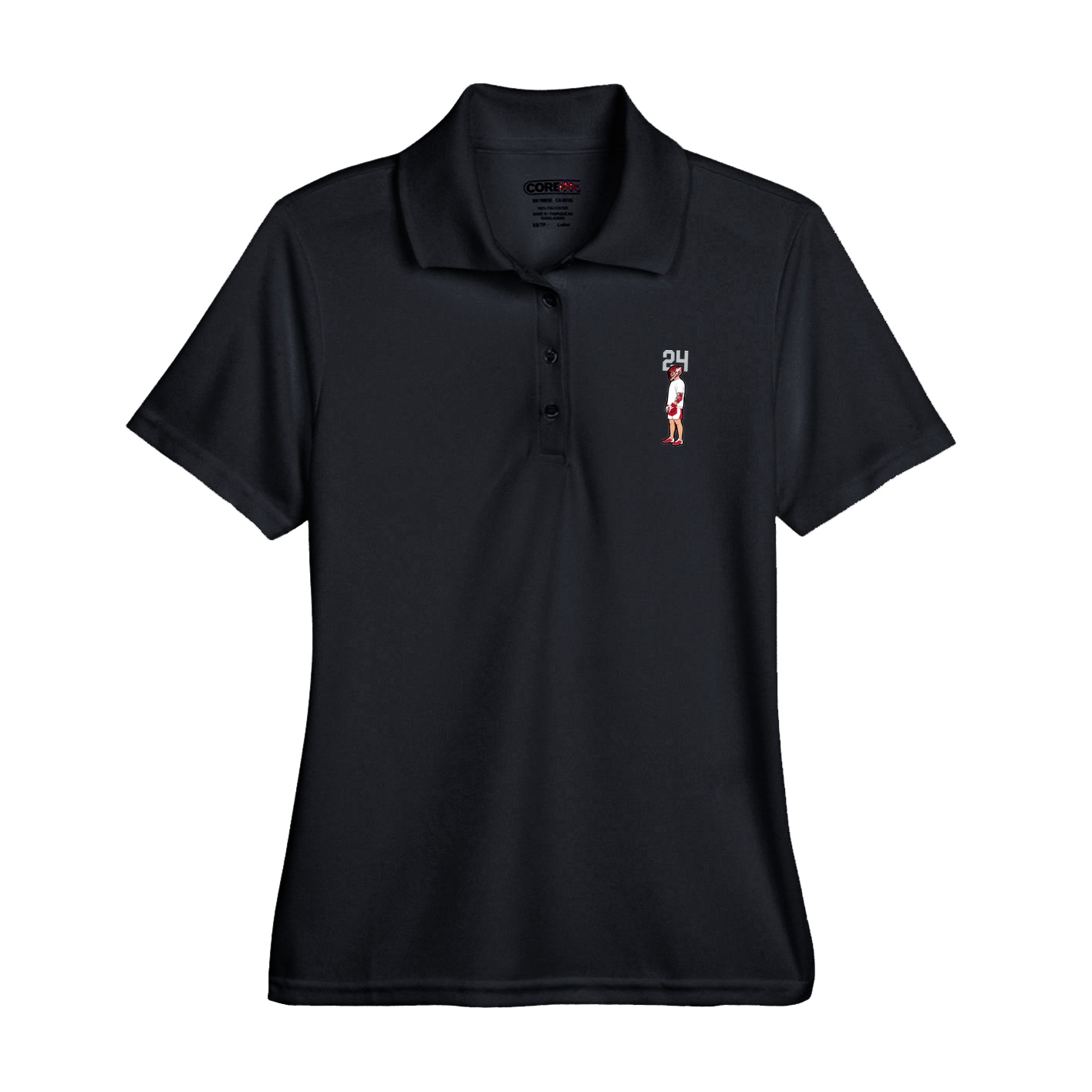 Womens Performance Polo — Number Top in Black
