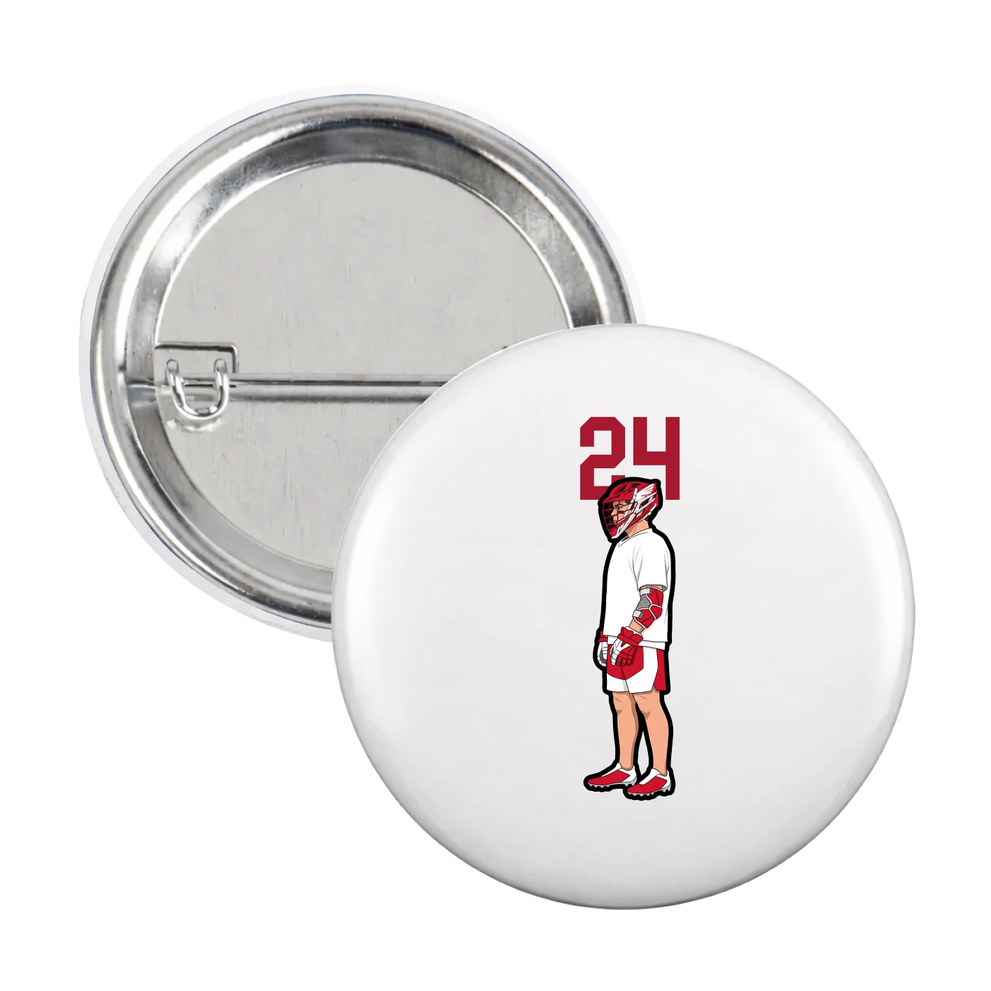 Game Day Button — Number Top in White