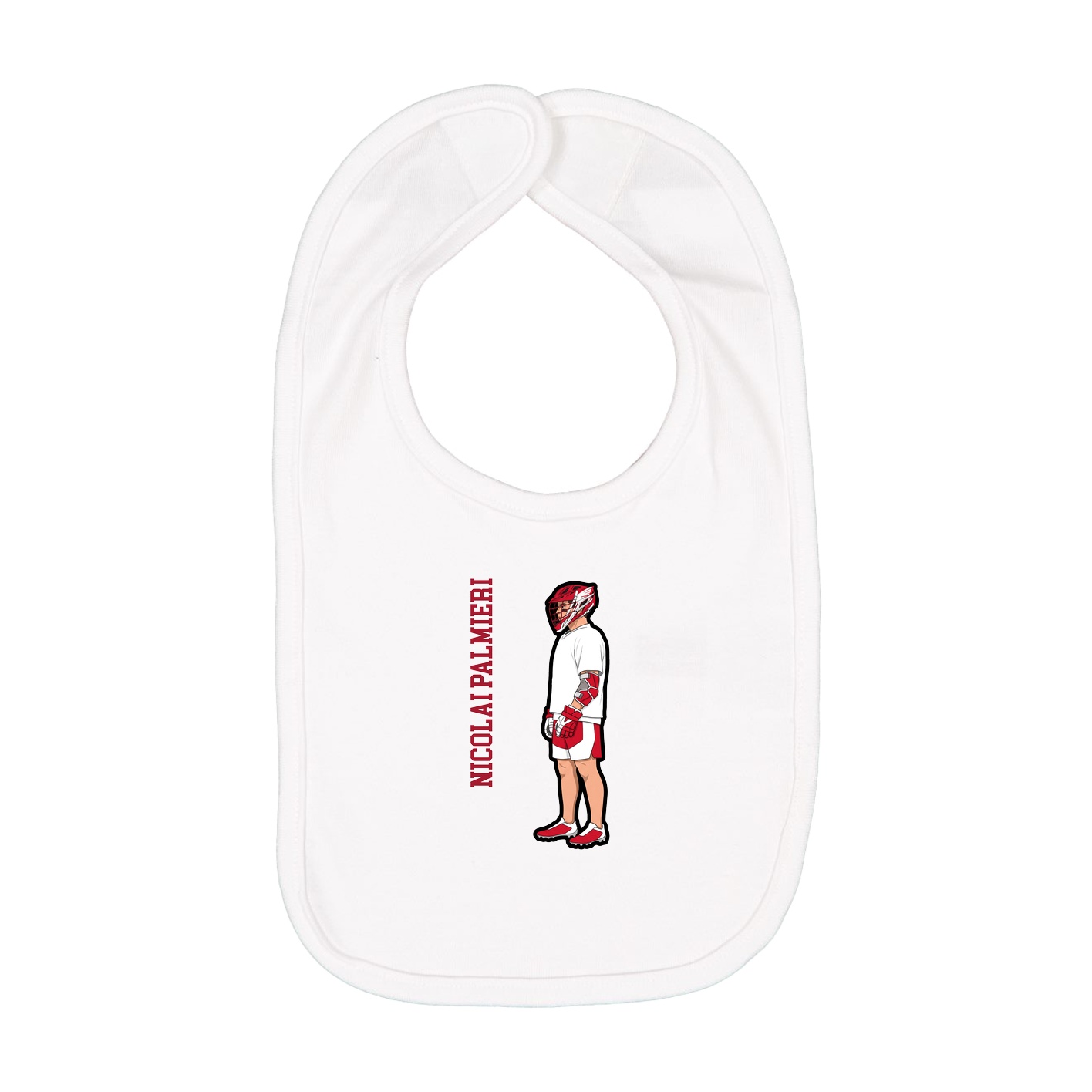 Infant Bib — Name Vertical in White