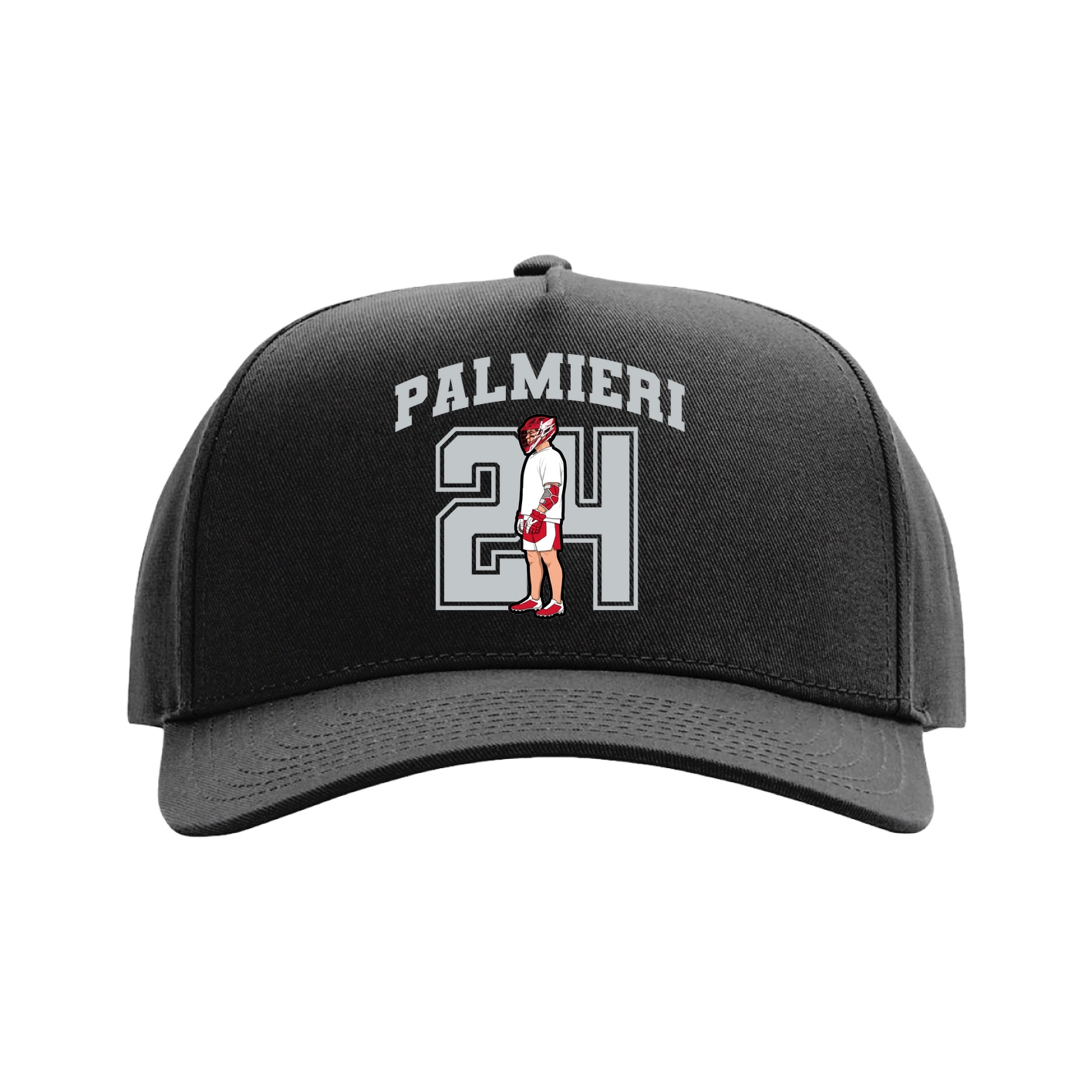 Full Fabric Five-Panel Champ Cap — Number in Black