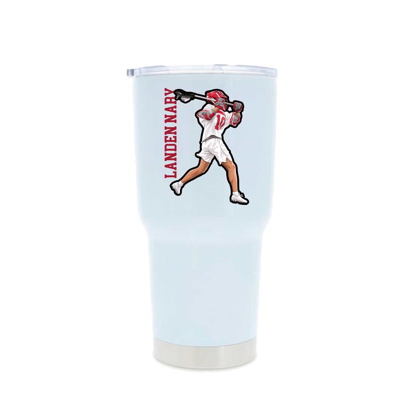 30oz Stainless Steel Tumbler — Name Vertical in White