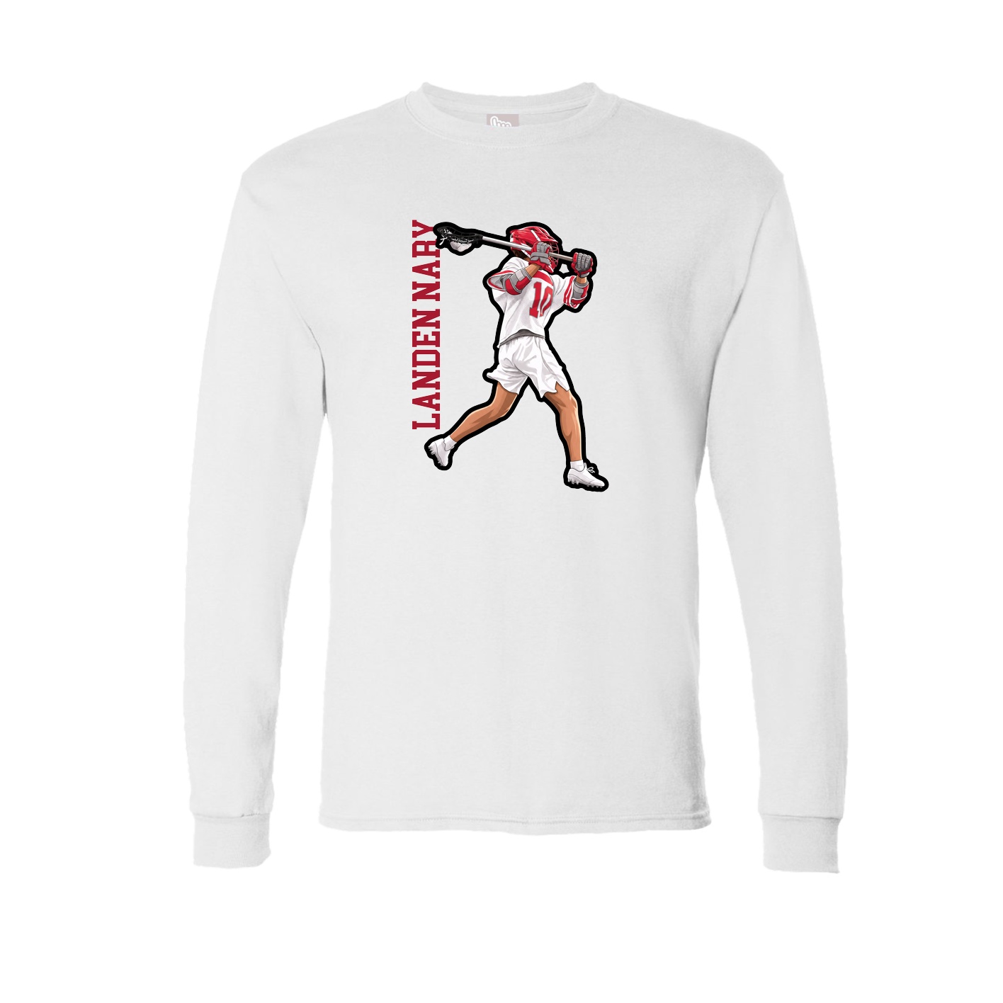 Long Sleeve Tee — Name Vertical in White