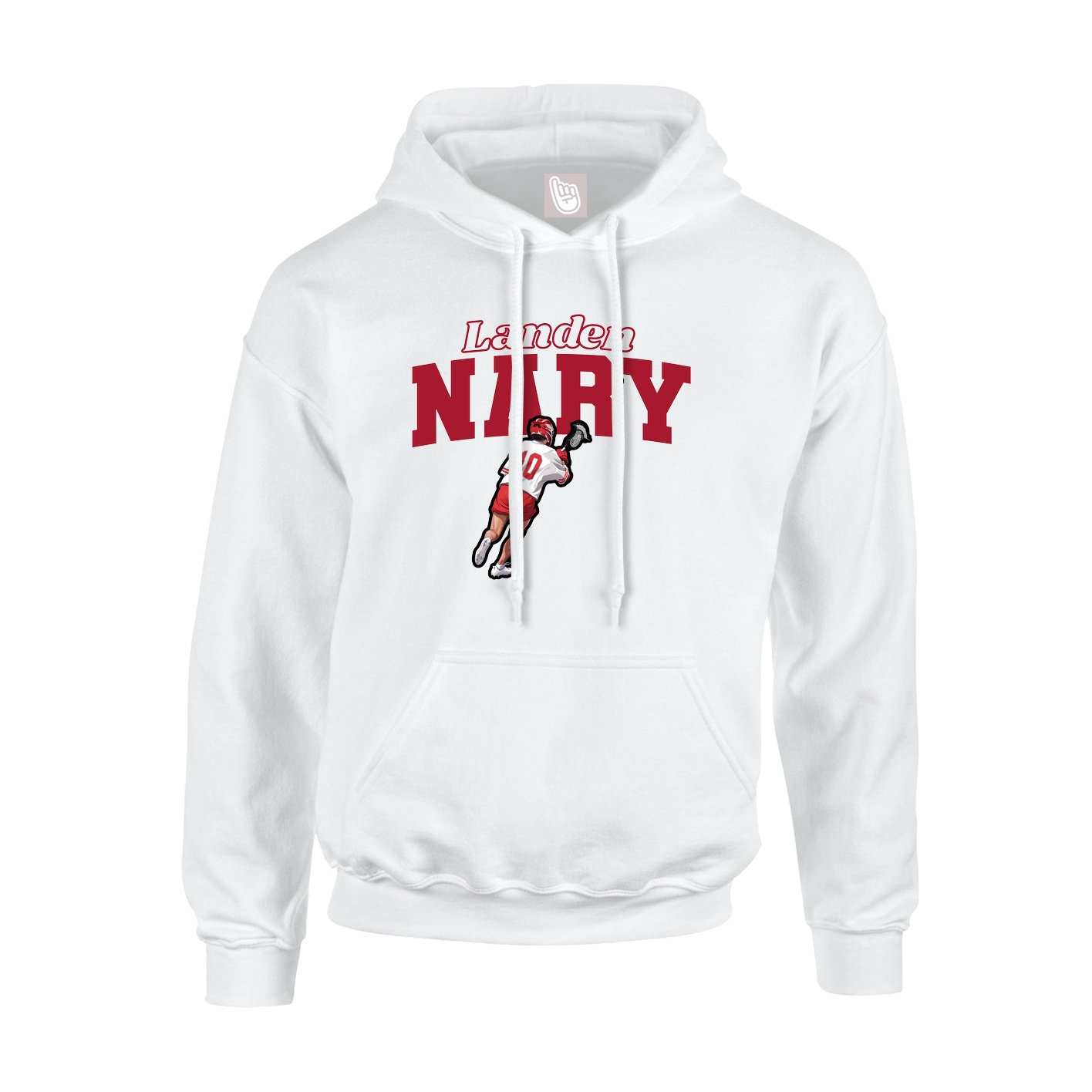Youth Hoodie — Name Arch in White