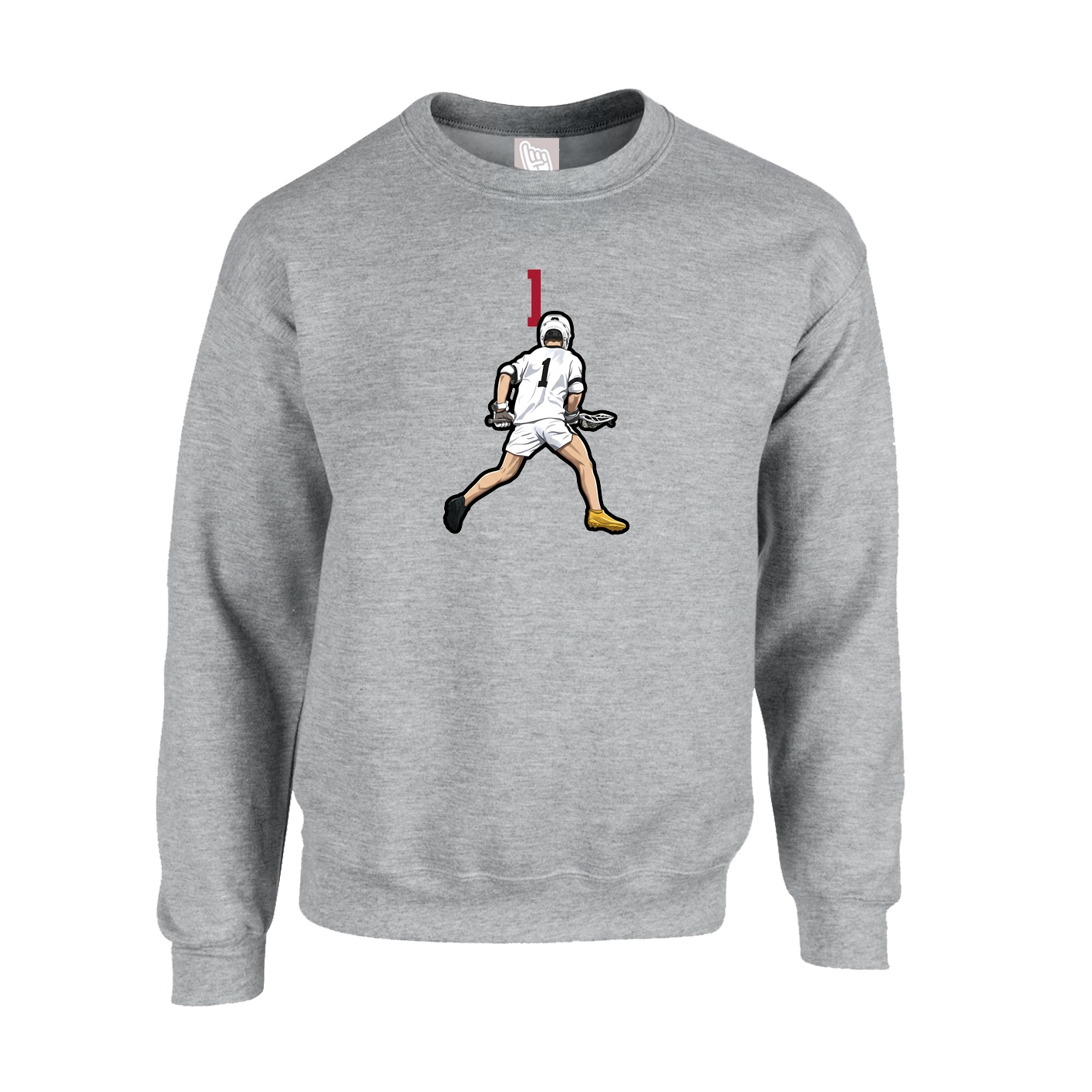Fleece Crew — Number Top in Grey