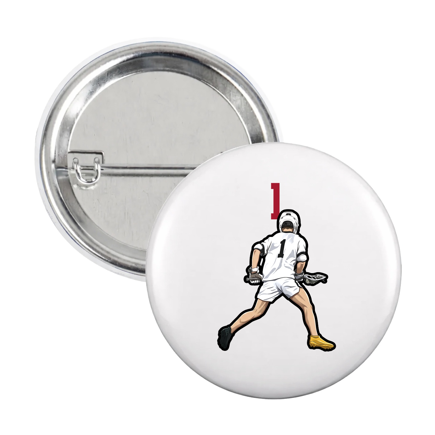 Game Day Button — Number Top in White