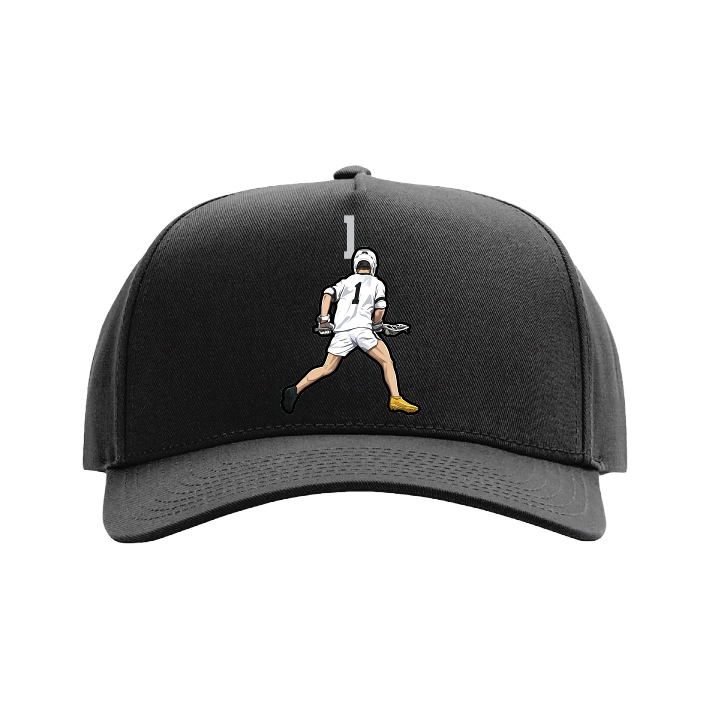 Full Fabric Five-Panel Champ Cap — Number Top in Black