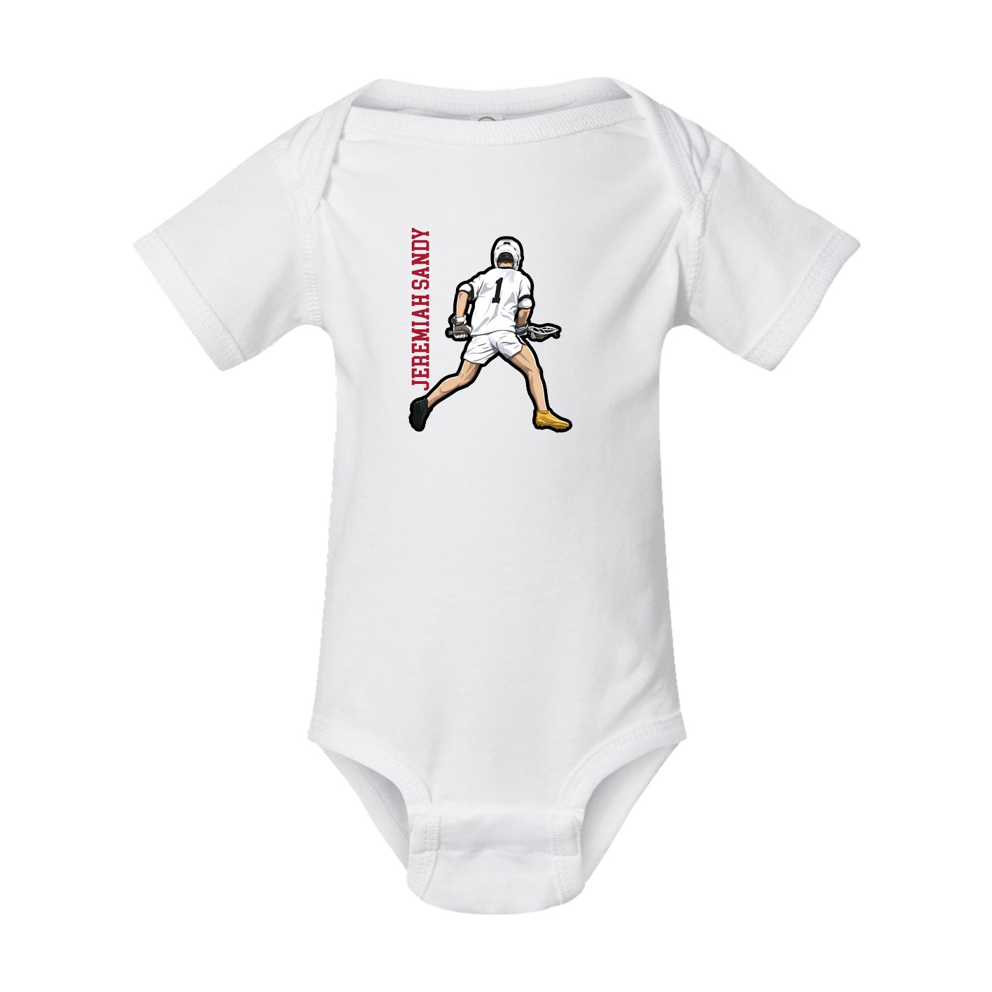 Baby Onesie — Name Vertical in White